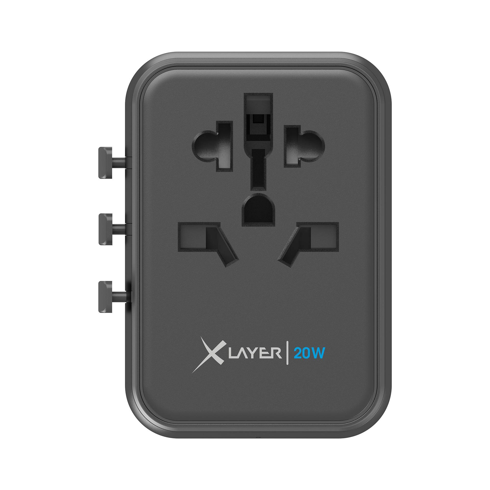 Ladegerät XLayer Reisestecker weltweit 2 x USB Typ-A 1 x USB Typ-C 20W