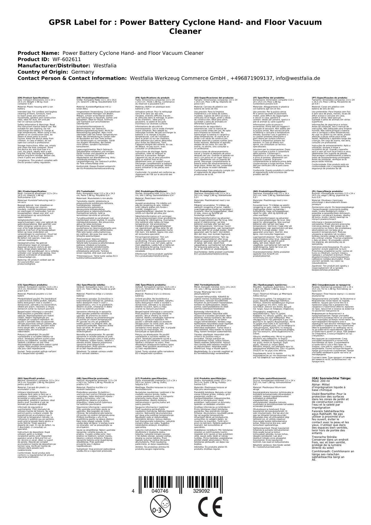 Power Akku Zyklon Hand-/ und Bodenstaubsauger