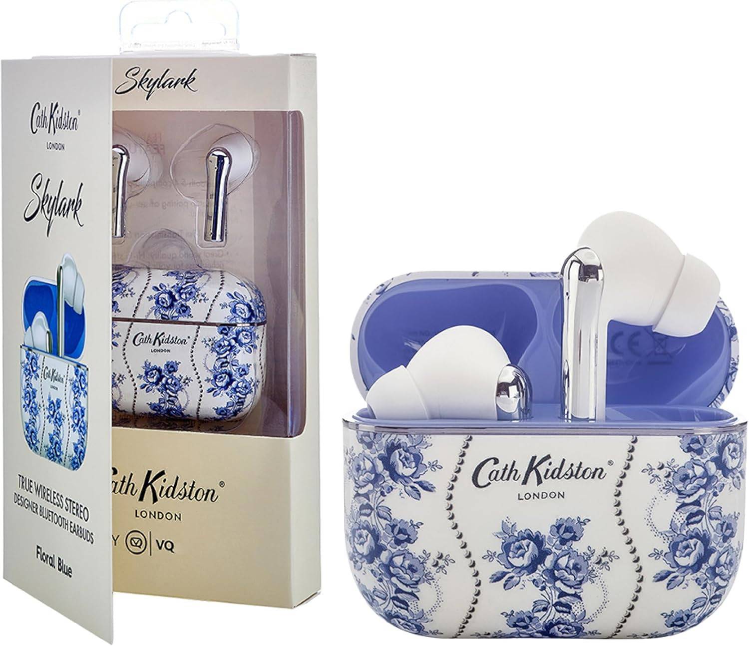 Cath Kidston Kabellose Ohrhörer Bluetooth TWS 5.3 für iPhone & Android ENC - Floral Blau