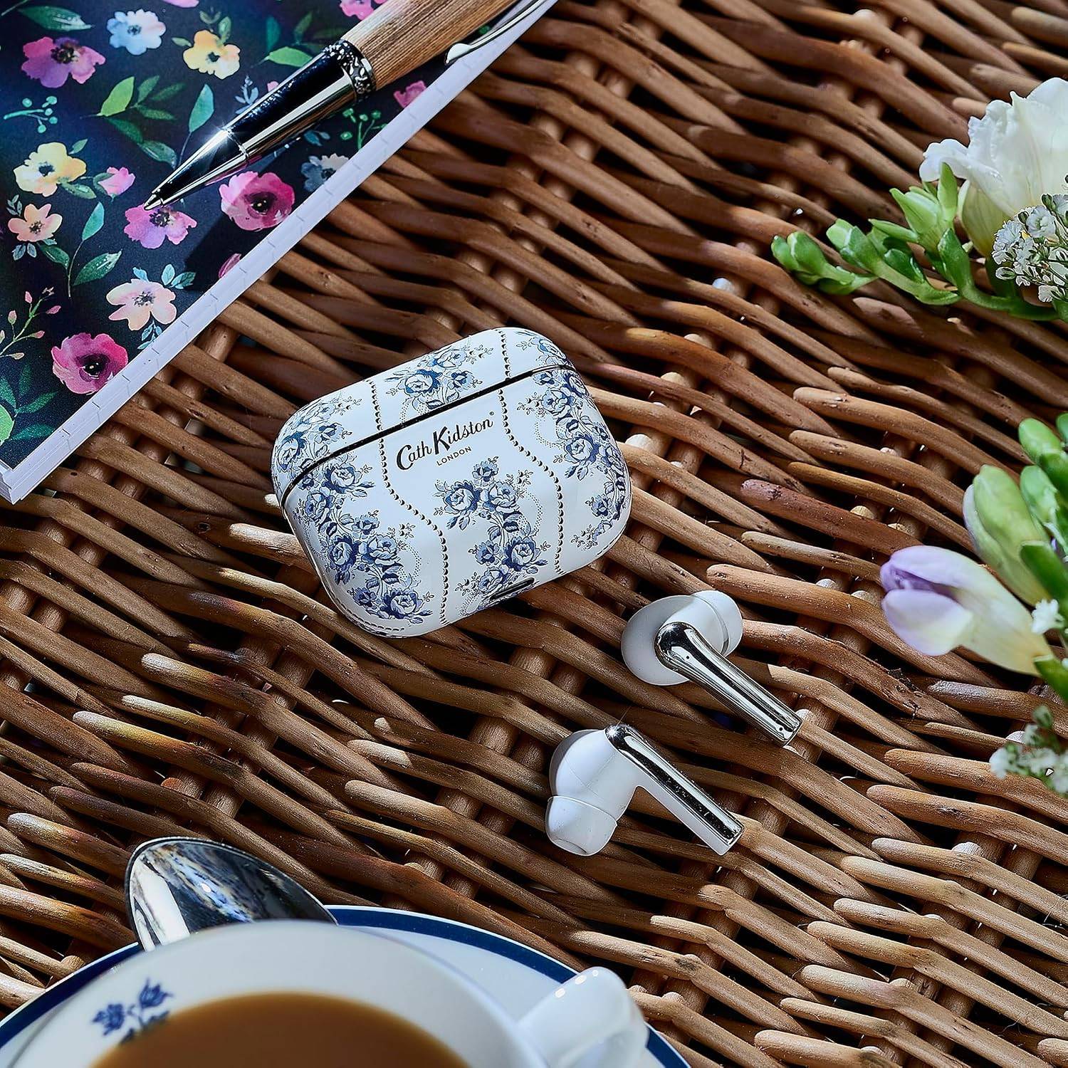 Cath Kidston Kabellose Ohrhörer Bluetooth TWS 5.3 für iPhone & Android ENC - Floral Blau