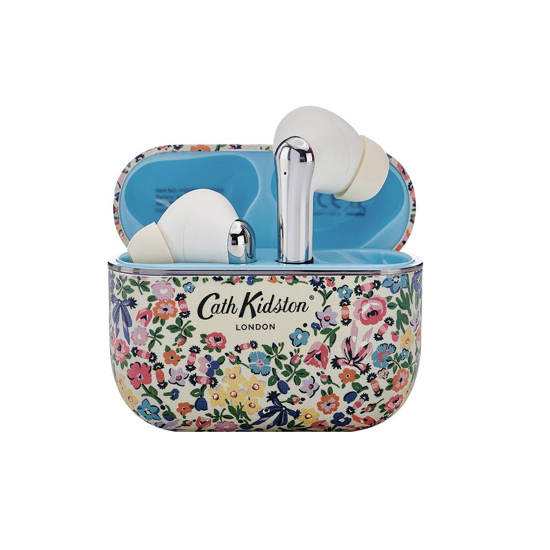 Cath Kidston Kabellose Ohrhörer Bluetooth TWS 5.3 für iPhone & Android ENC - Ditsy Weiß