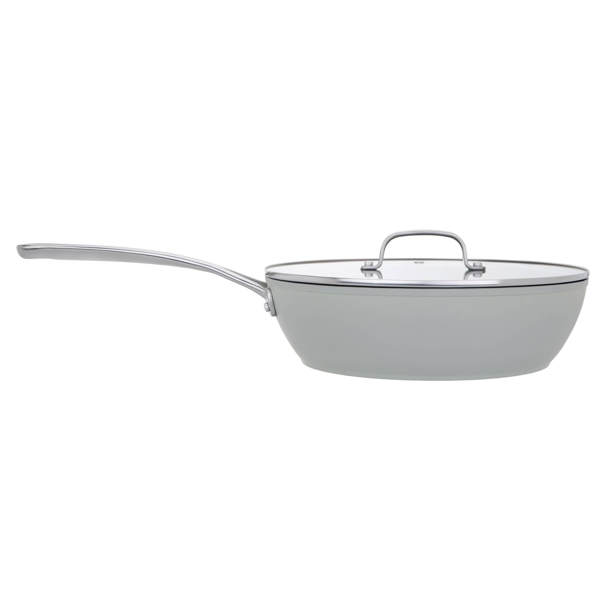Laura Ashley - (28 cm) Sauteuse, geschmiedetes Aluminium mit Antihaftbeschichtung und Glasdeckel, induktionsgeeignet - Salbeiblatt (Pendeford)