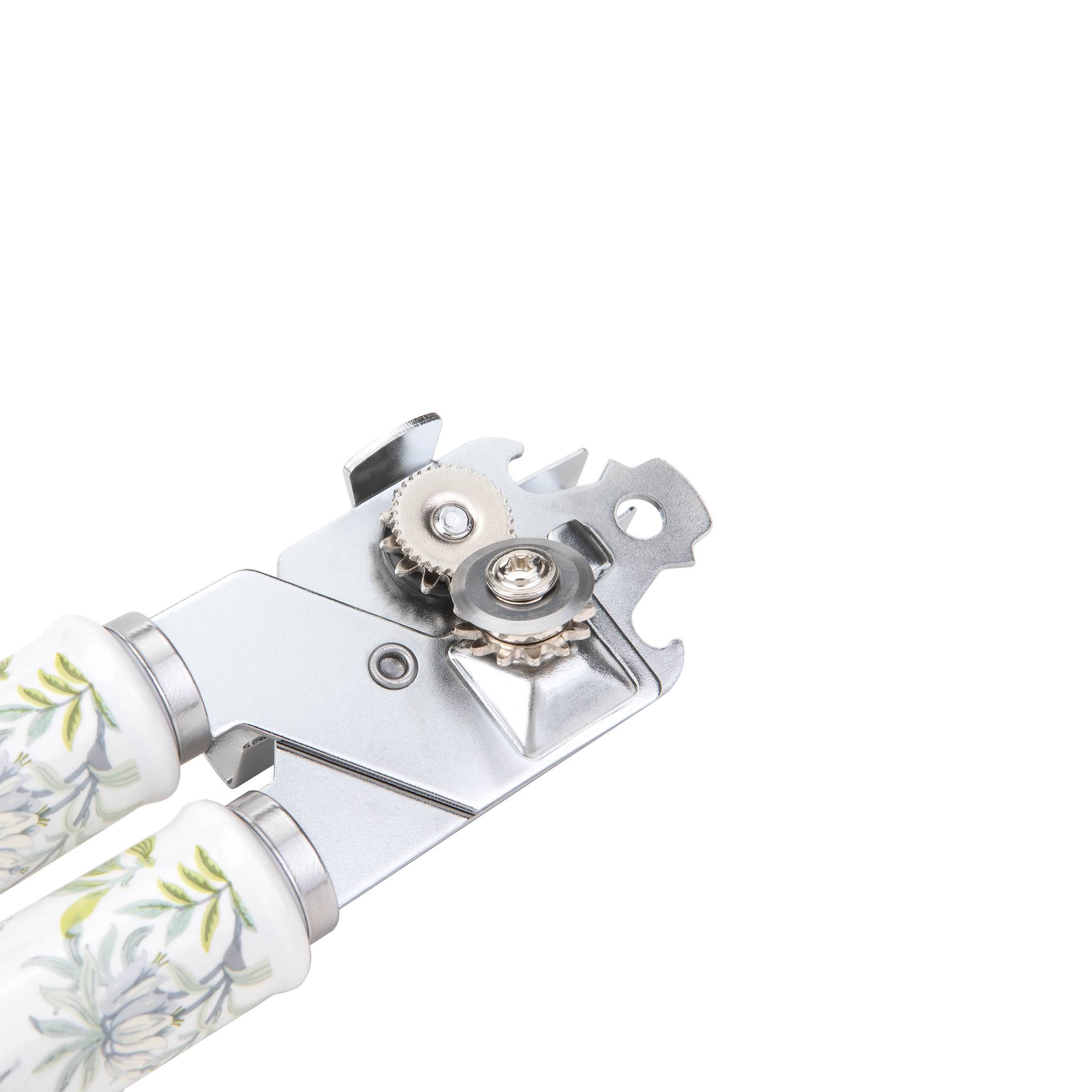 Eine graue Bratpfanne mit langem Metallgriff und Glastopf wird von der Seite vor weißem Hintergrund gezeigt.