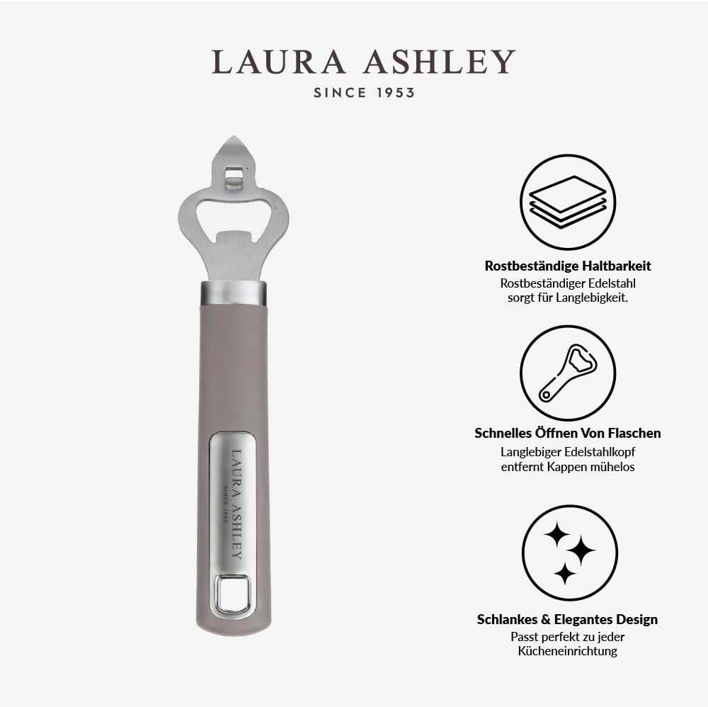 Laura Ashley – Küchenzubehör - Flaschenöffner aus Edelstahl mit Soft-Touch-Griff – dunkles Taubengrau (Pendeford)