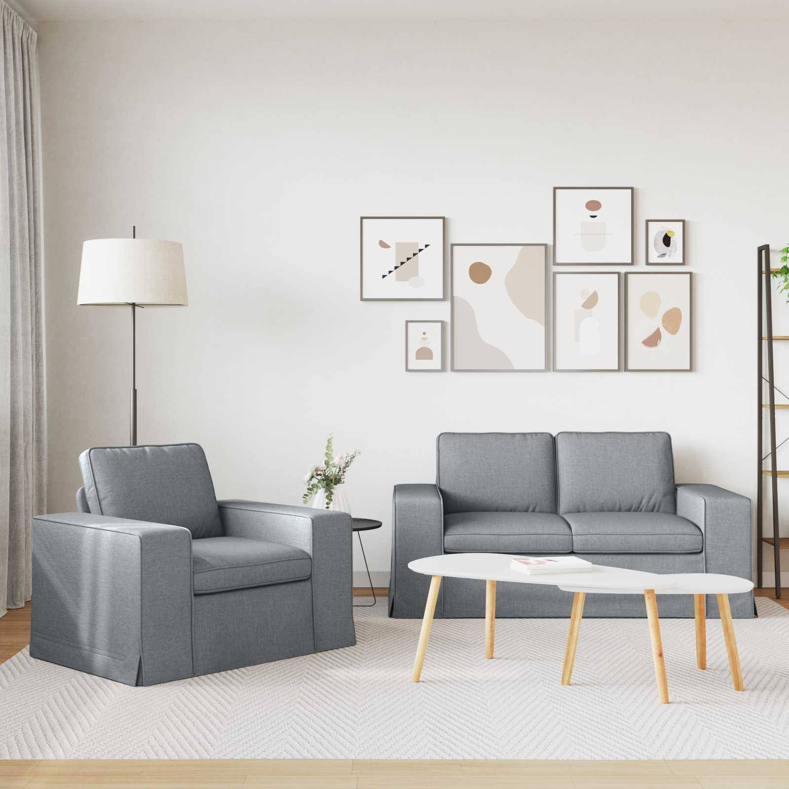 vidaXL Sofa Set 2 pcs Hellgrau 162 x 80 x 82 cm Stoff