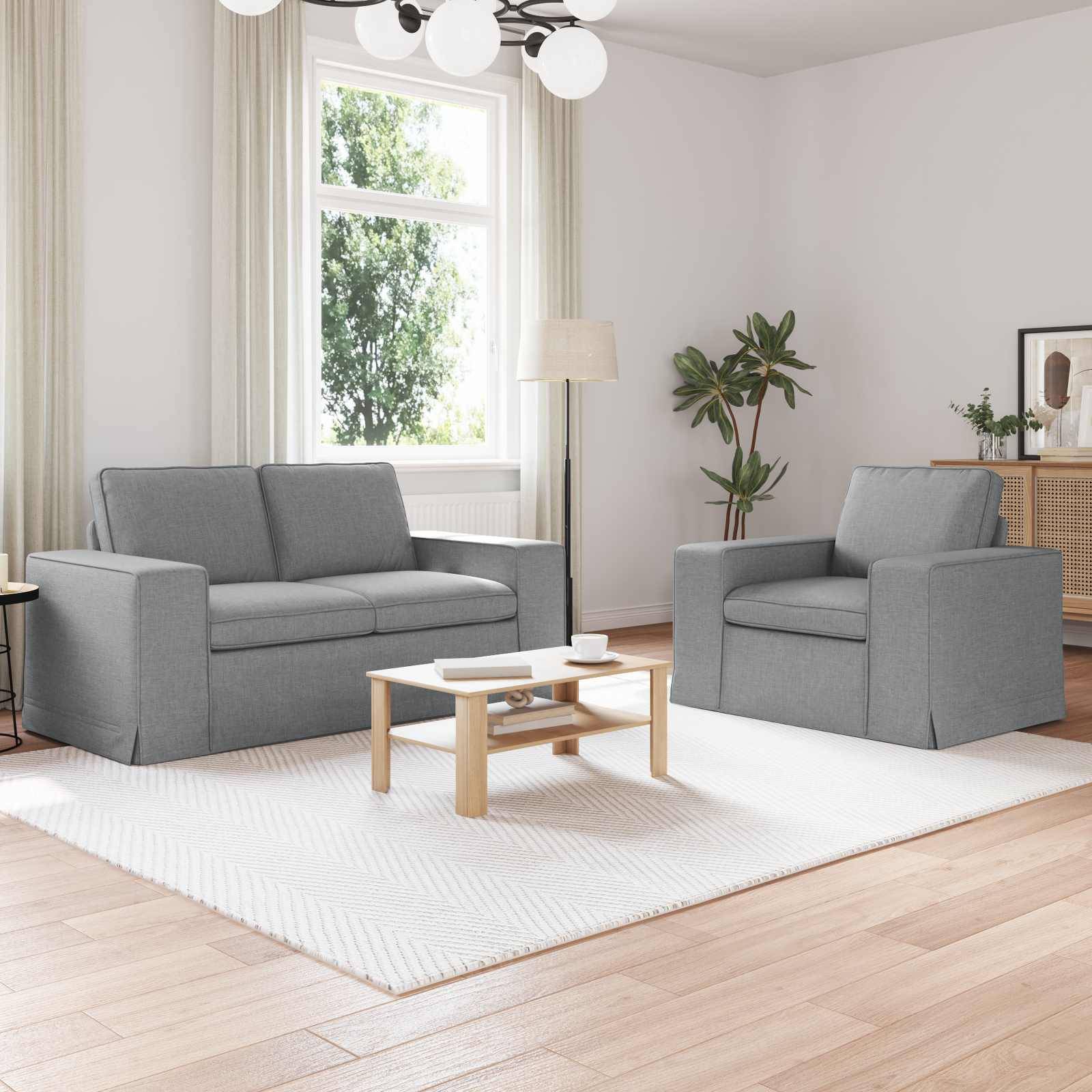 vidaXL Sofa Set 2 pcs Hellgrau 162 x 80 x 82 cm Stoff