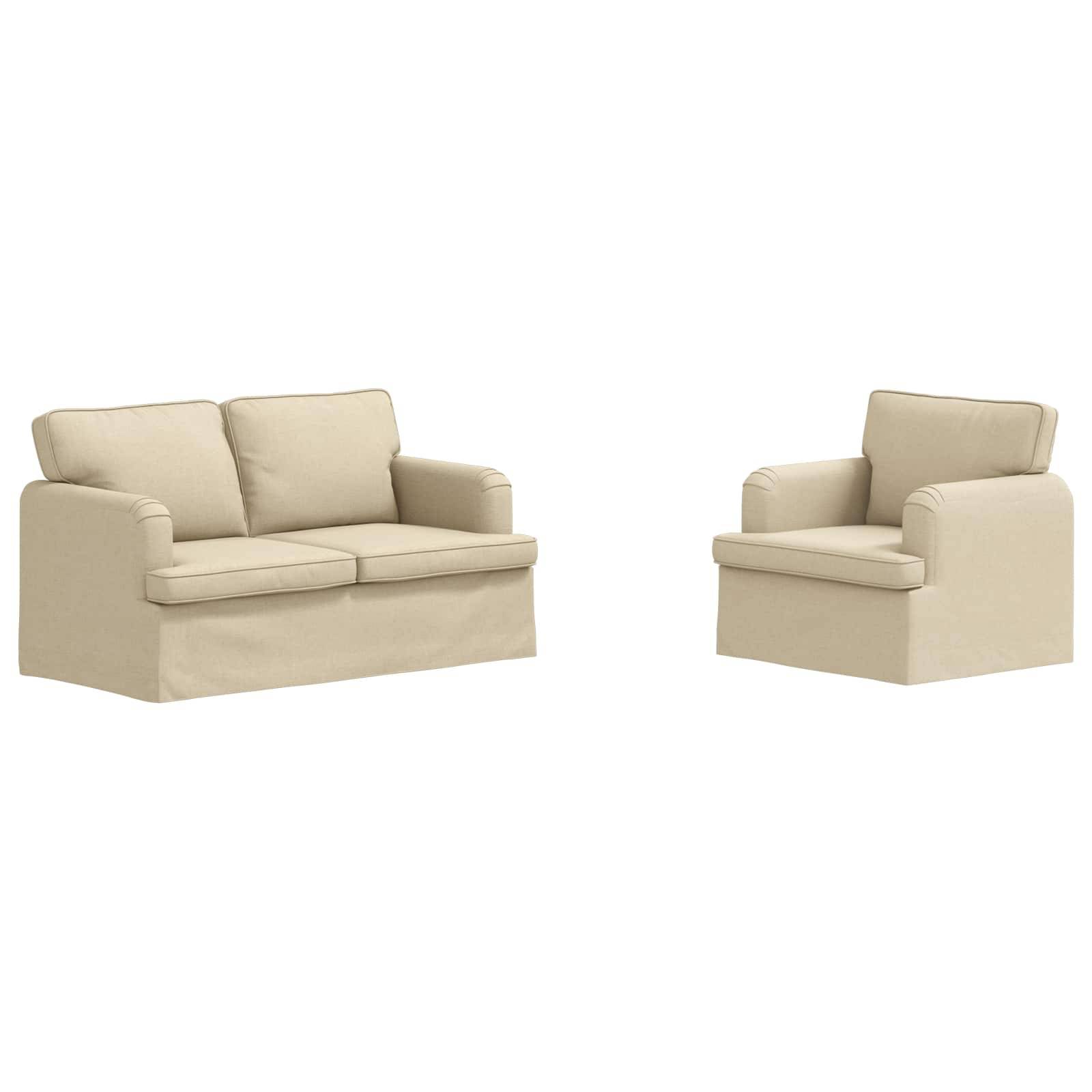 vidaXL Sofa Set 2 pcs Creme 144 x 80 x 85 cm Stoff
