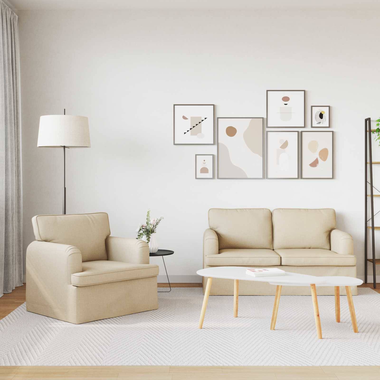 vidaXL Sofa Set 2 pcs Creme 144 x 80 x 85 cm Stoff