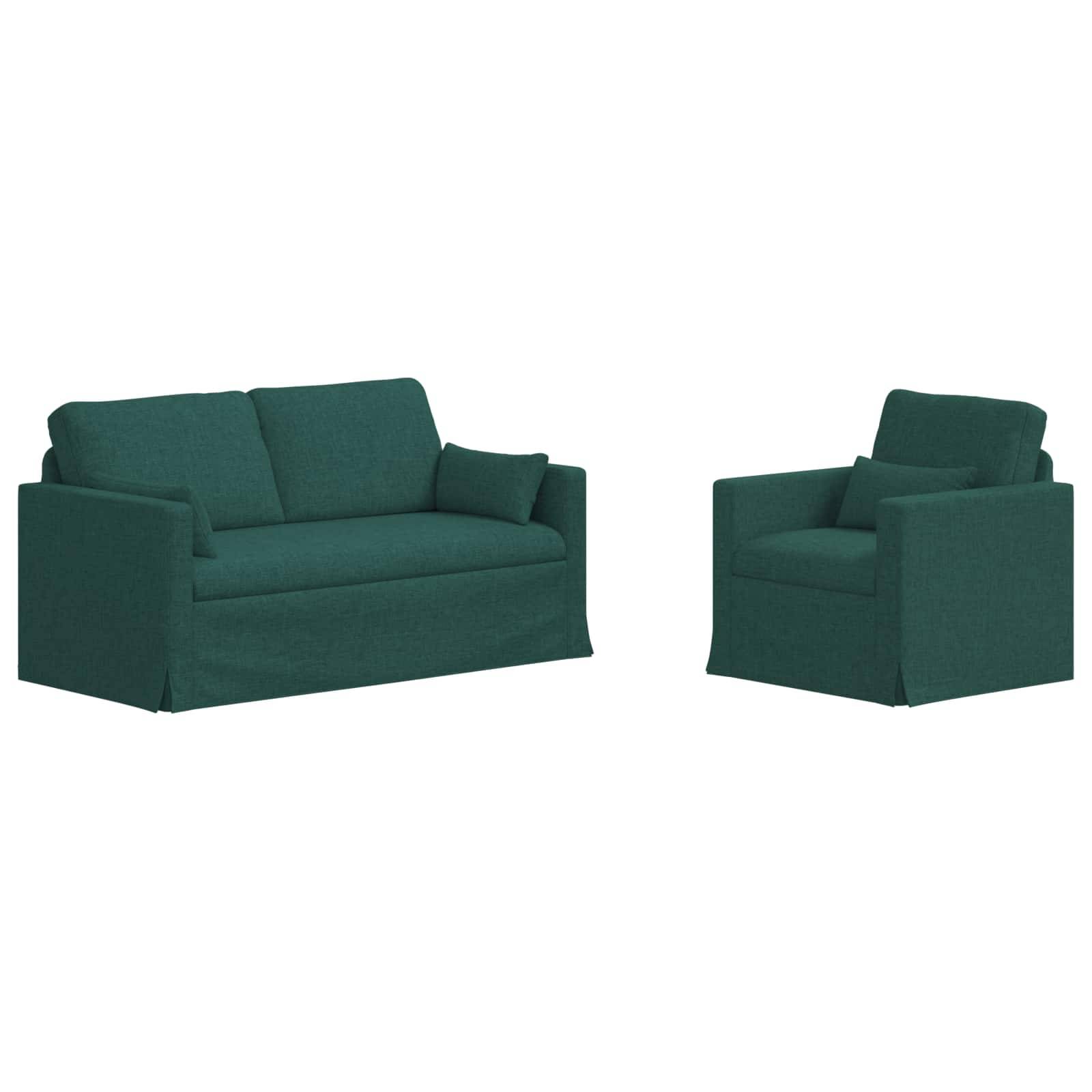 vidaXL Sofa Set 2 pcs Dunkelgrün 158 x 78 x 80 cm Stoff