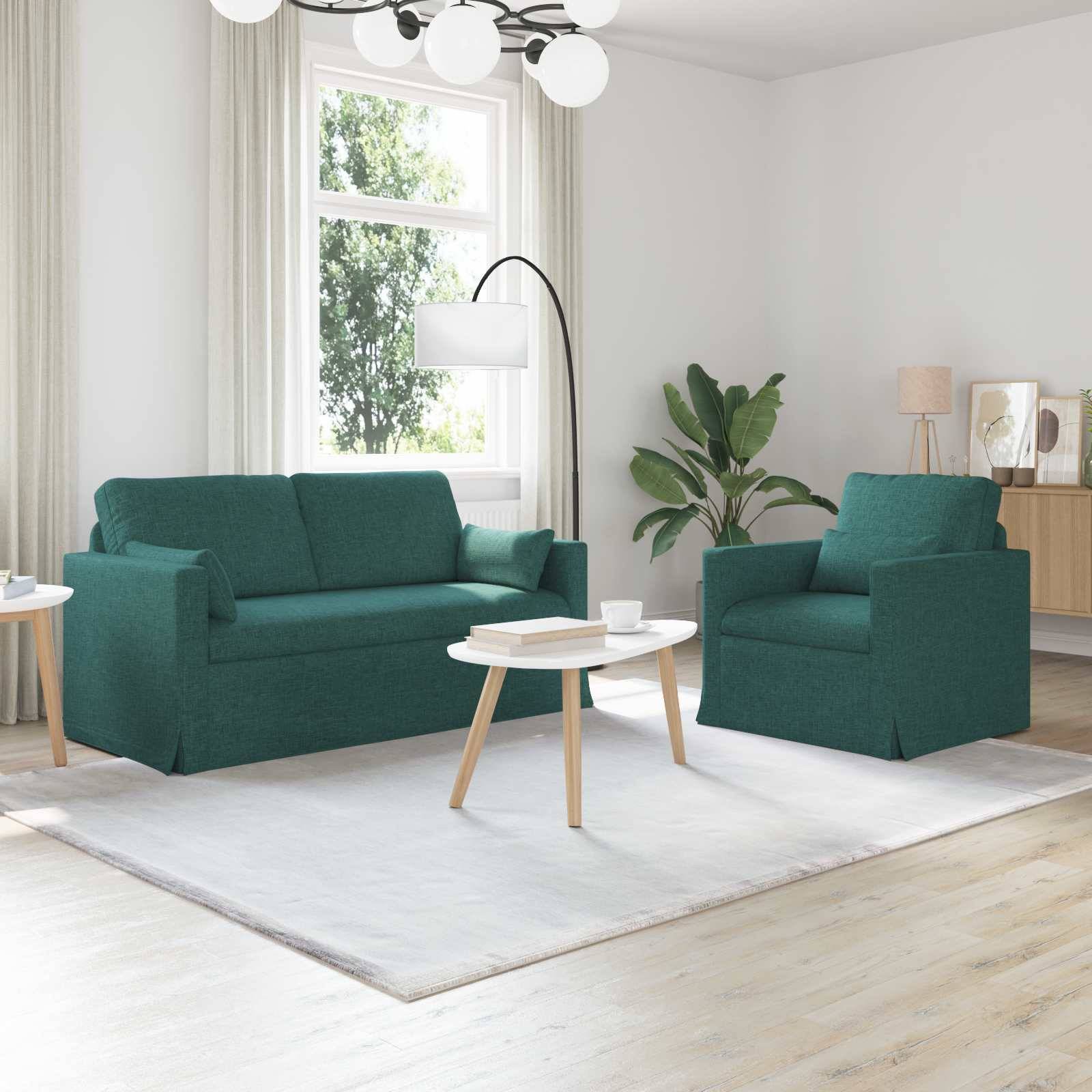 vidaXL Sofa Set 2 pcs Dunkelgrün 158 x 78 x 80 cm Stoff