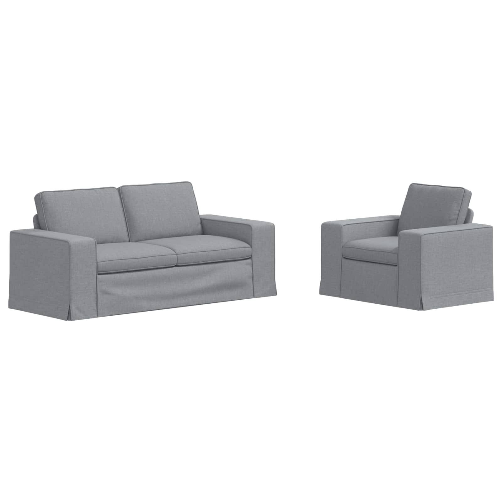 vidaXL Sofa Set 2 pcs Hellgrau 182 x 80 x 82 cm Stoff