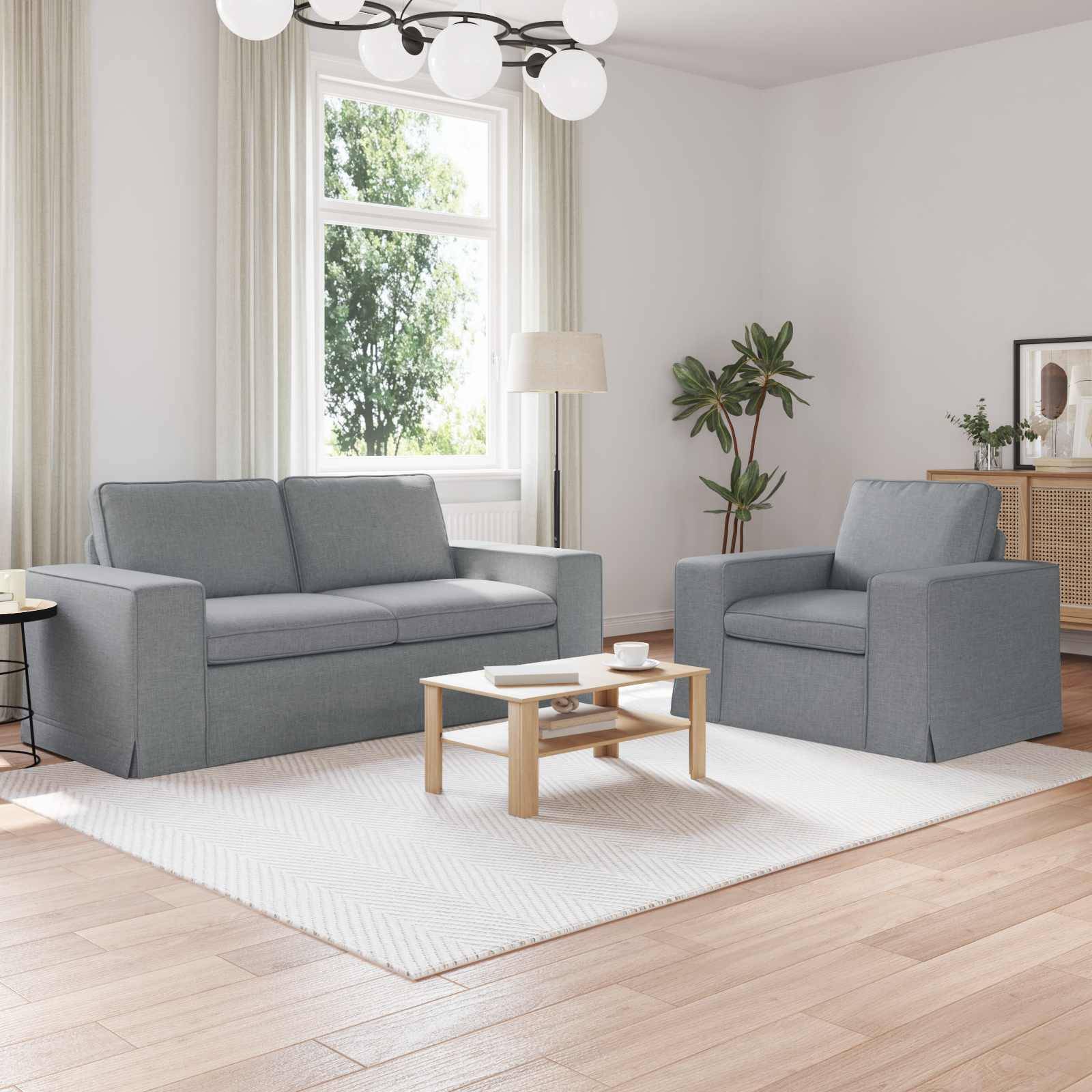 vidaXL Sofa Set 2 pcs Hellgrau 182 x 80 x 82 cm Stoff