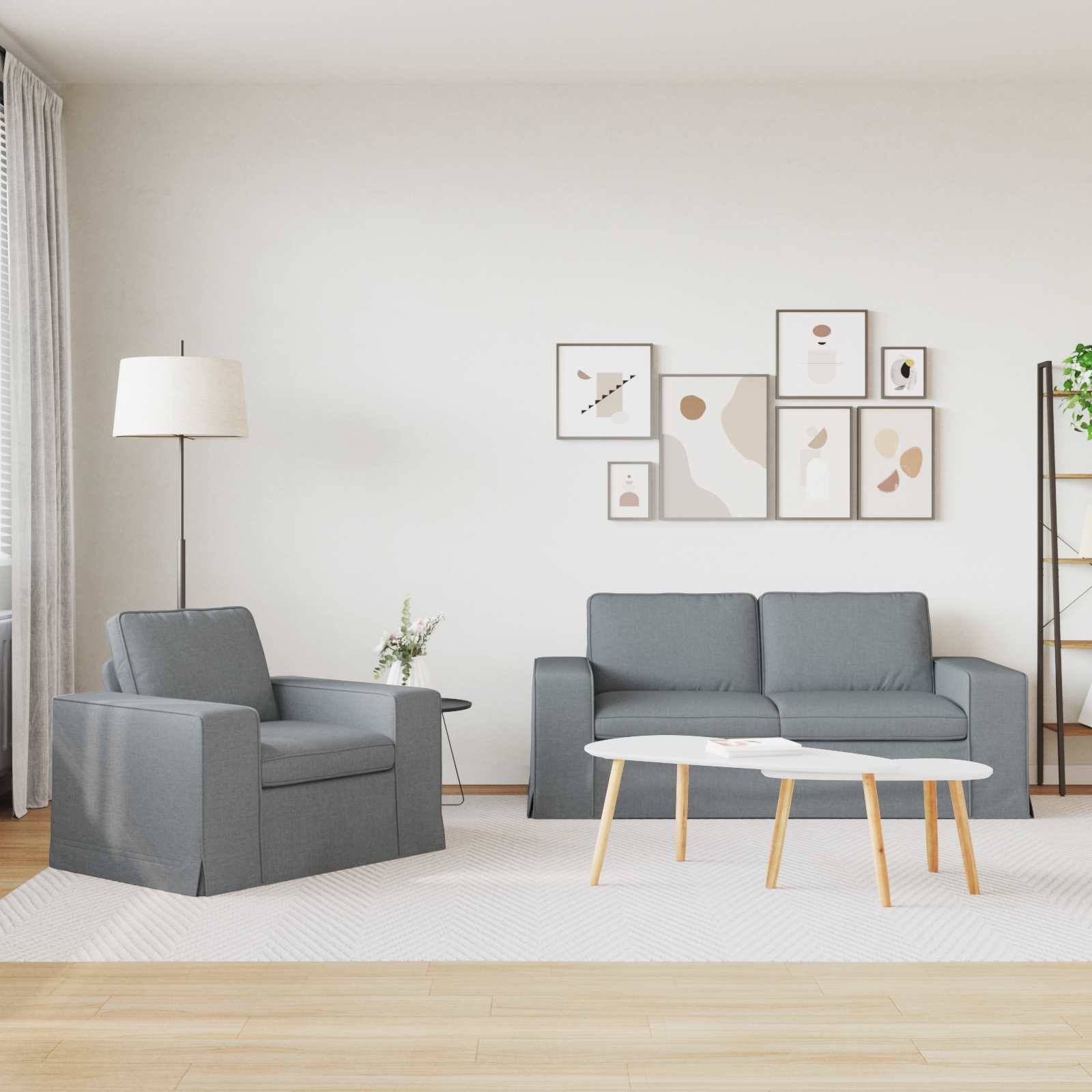 vidaXL Sofa Set 2 pcs Hellgrau 182 x 80 x 82 cm Stoff