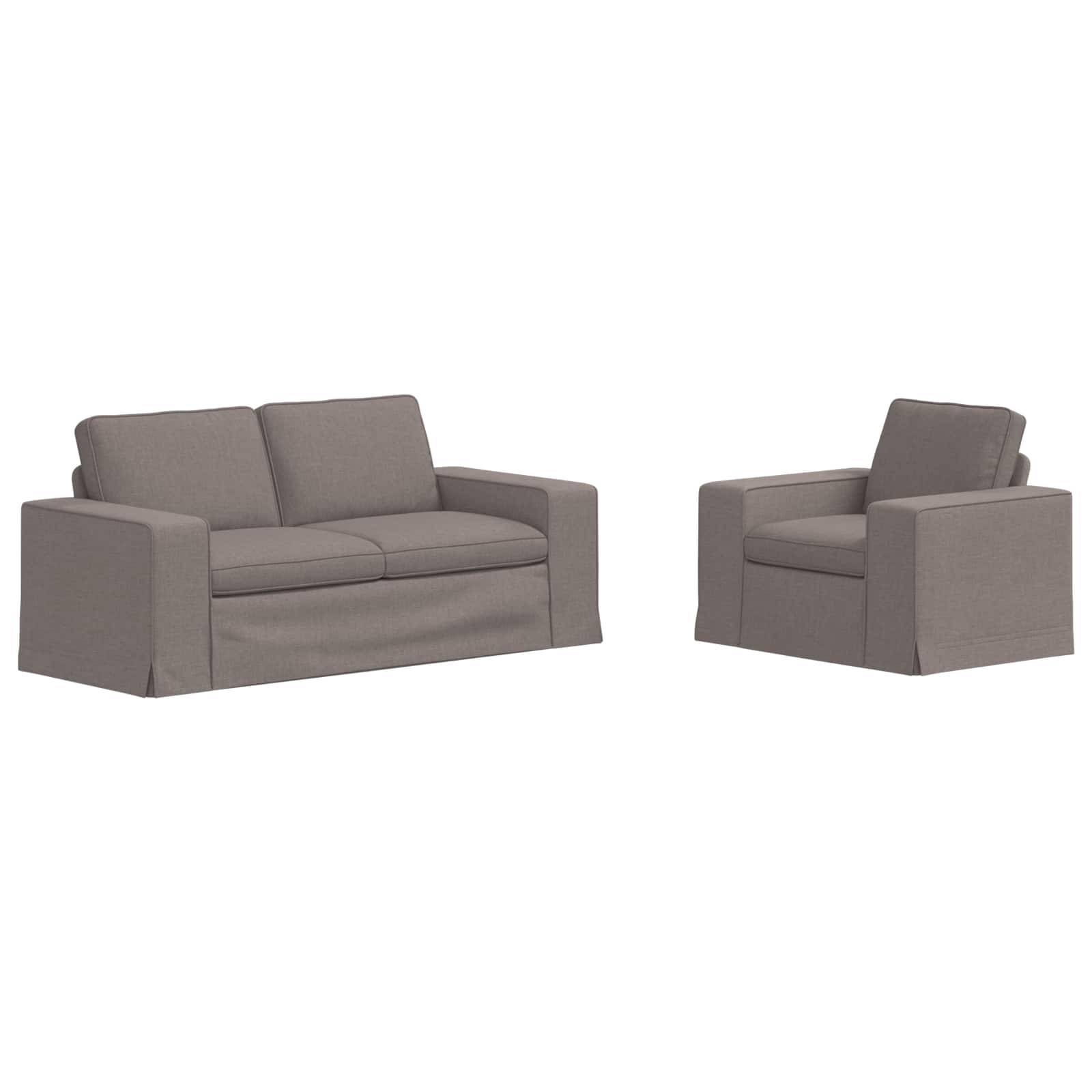 vidaXL Sofa Set 2 pcs Taupe 182 x 80 x 82 cm Stoff
