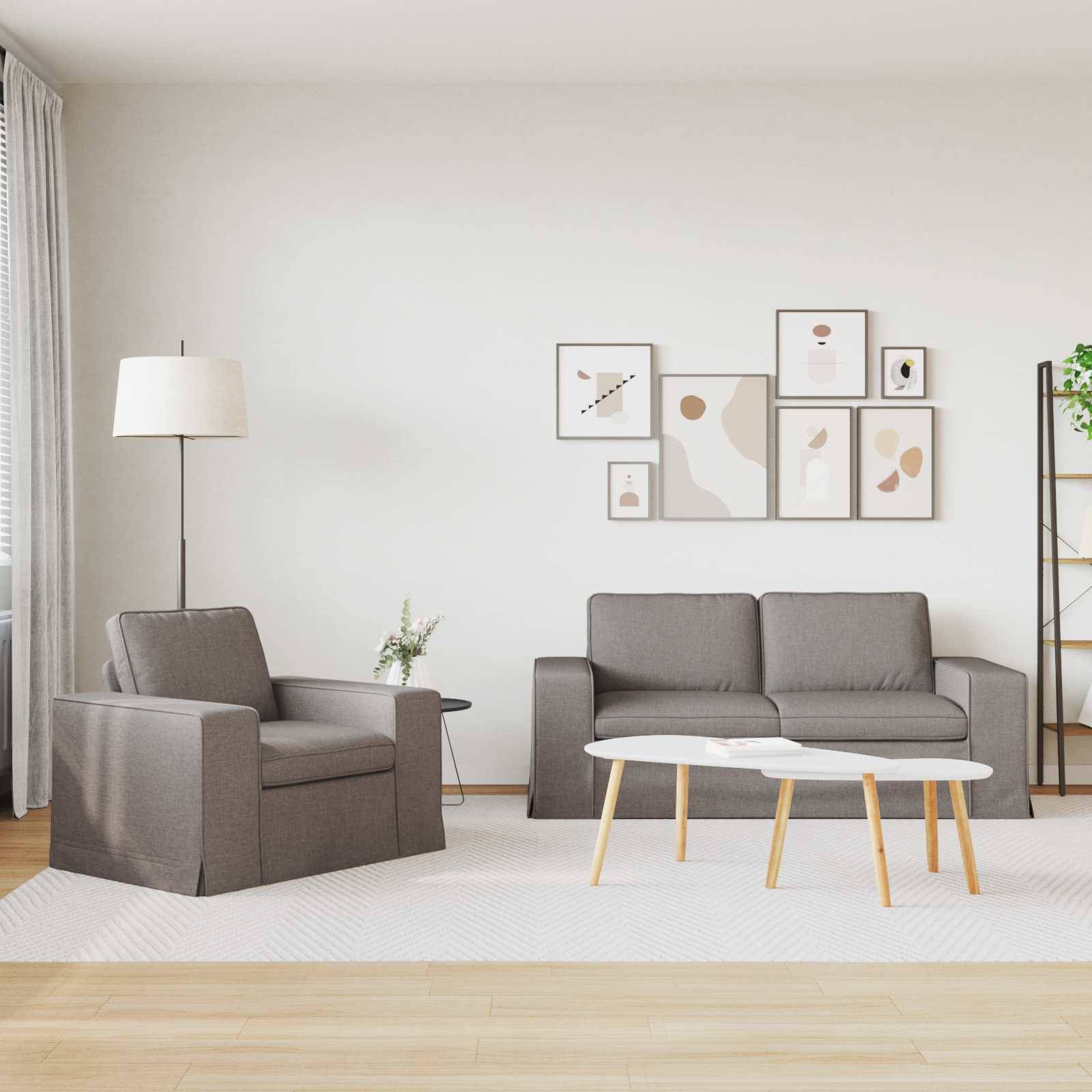 vidaXL Sofa Set 2 pcs Taupe 182 x 80 x 82 cm Stoff