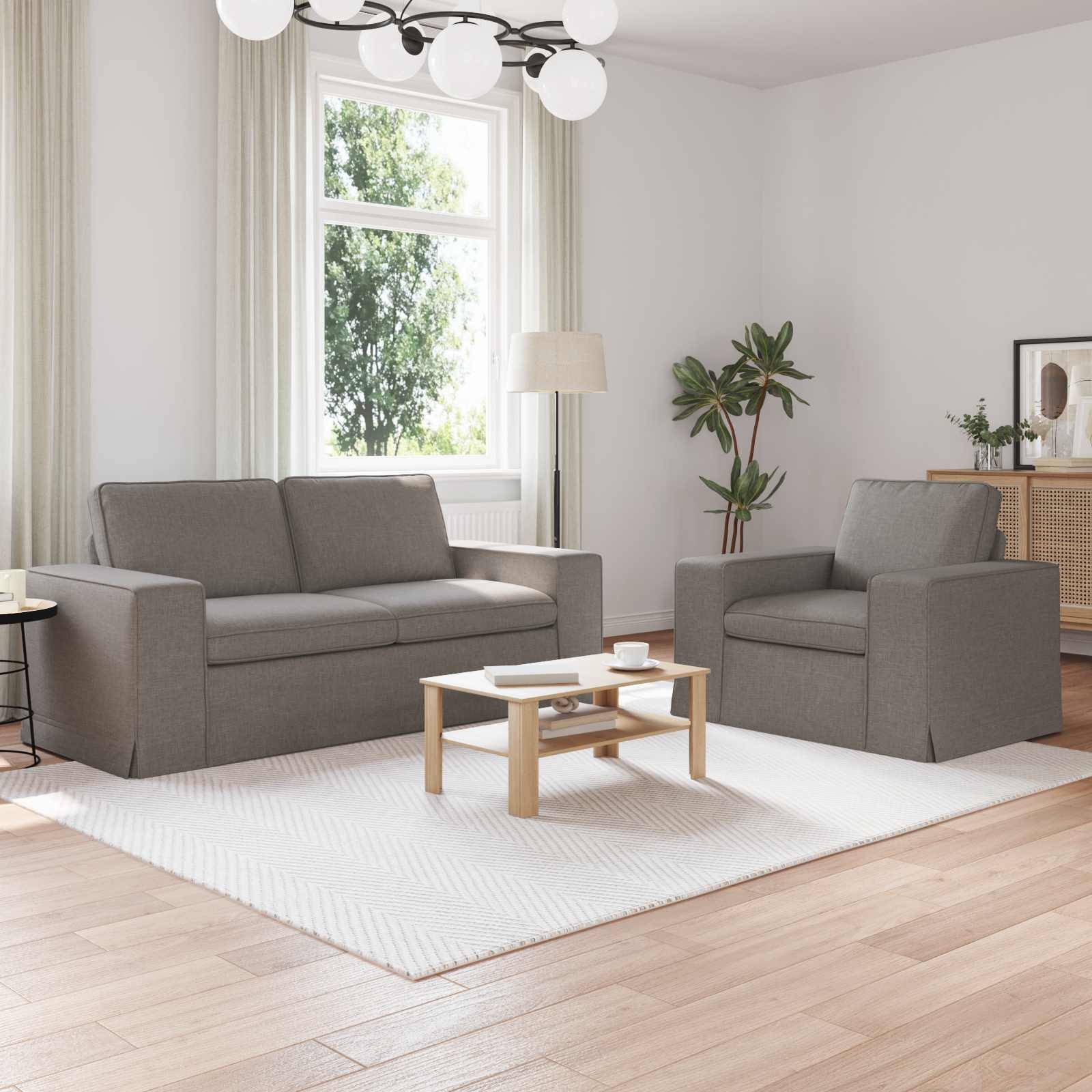 vidaXL Sofa Set 2 pcs Taupe 182 x 80 x 82 cm Stoff