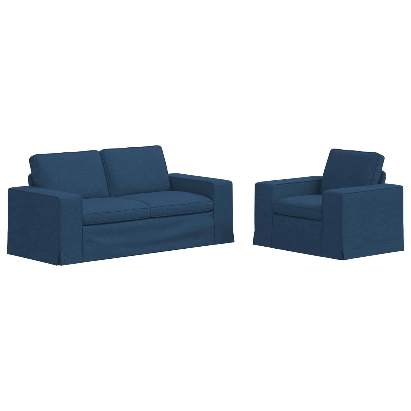 vidaXL Sofa Set 2 pcs Blau 182 x 80 x 82 cm Stoff