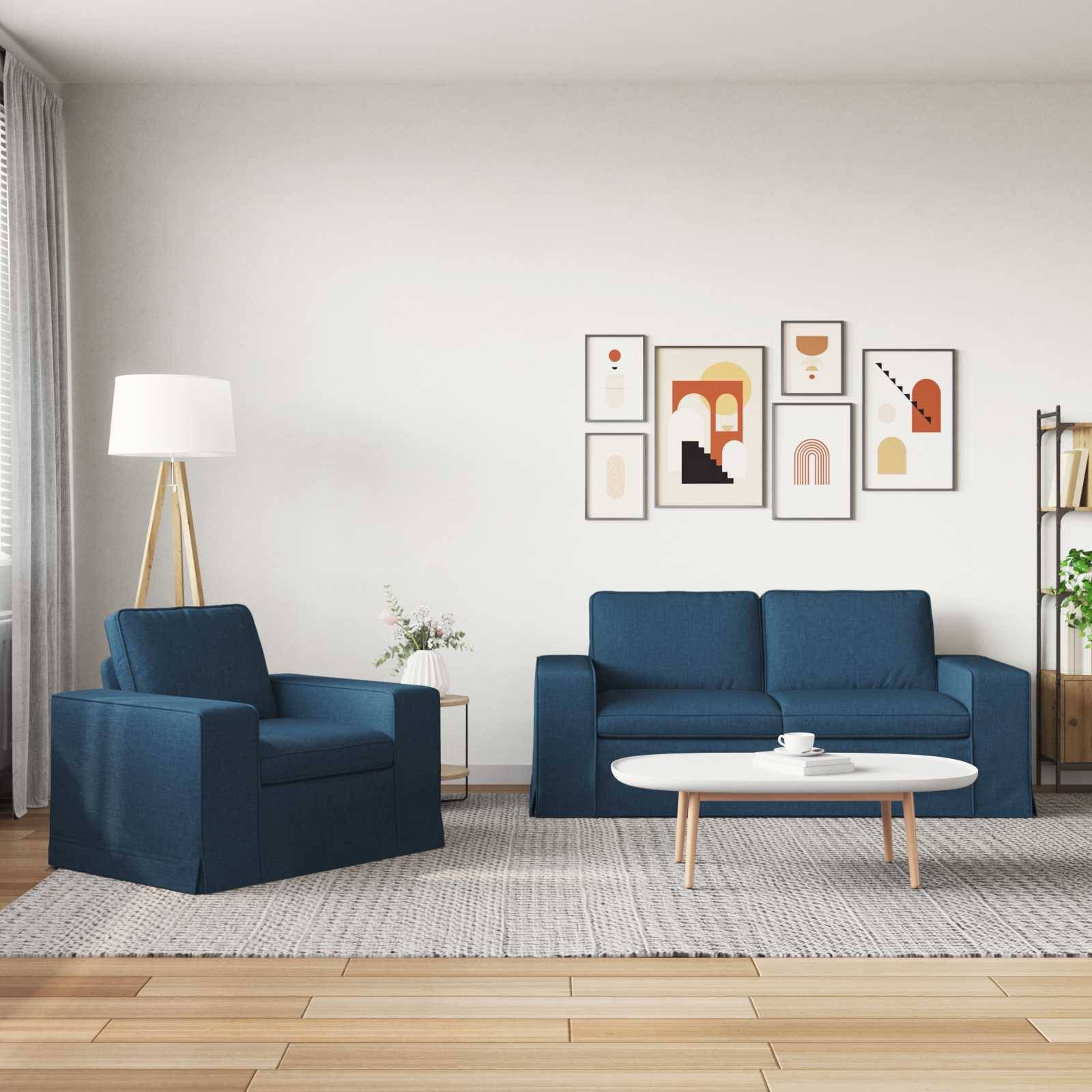 vidaXL Sofa Set 2 pcs Blau 182 x 80 x 82 cm Stoff