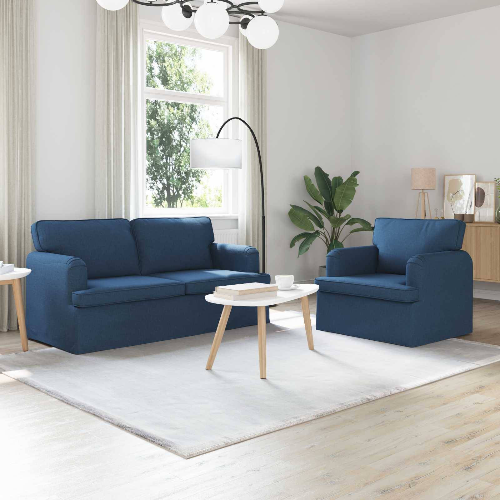 vidaXL Sofa Set 2 pcs Blau 162 x 80 x 85 cm Stoff