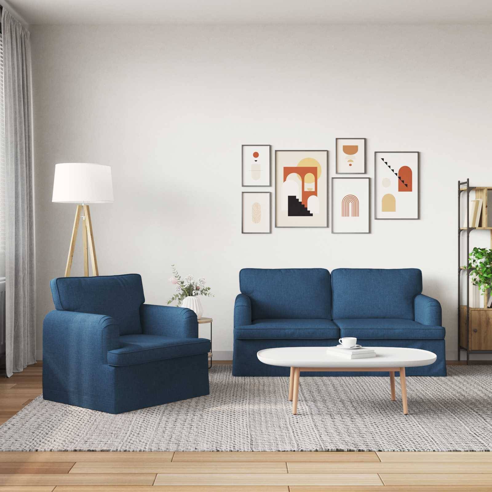 vidaXL Sofa Set 2 pcs Blau 162 x 80 x 85 cm Stoff