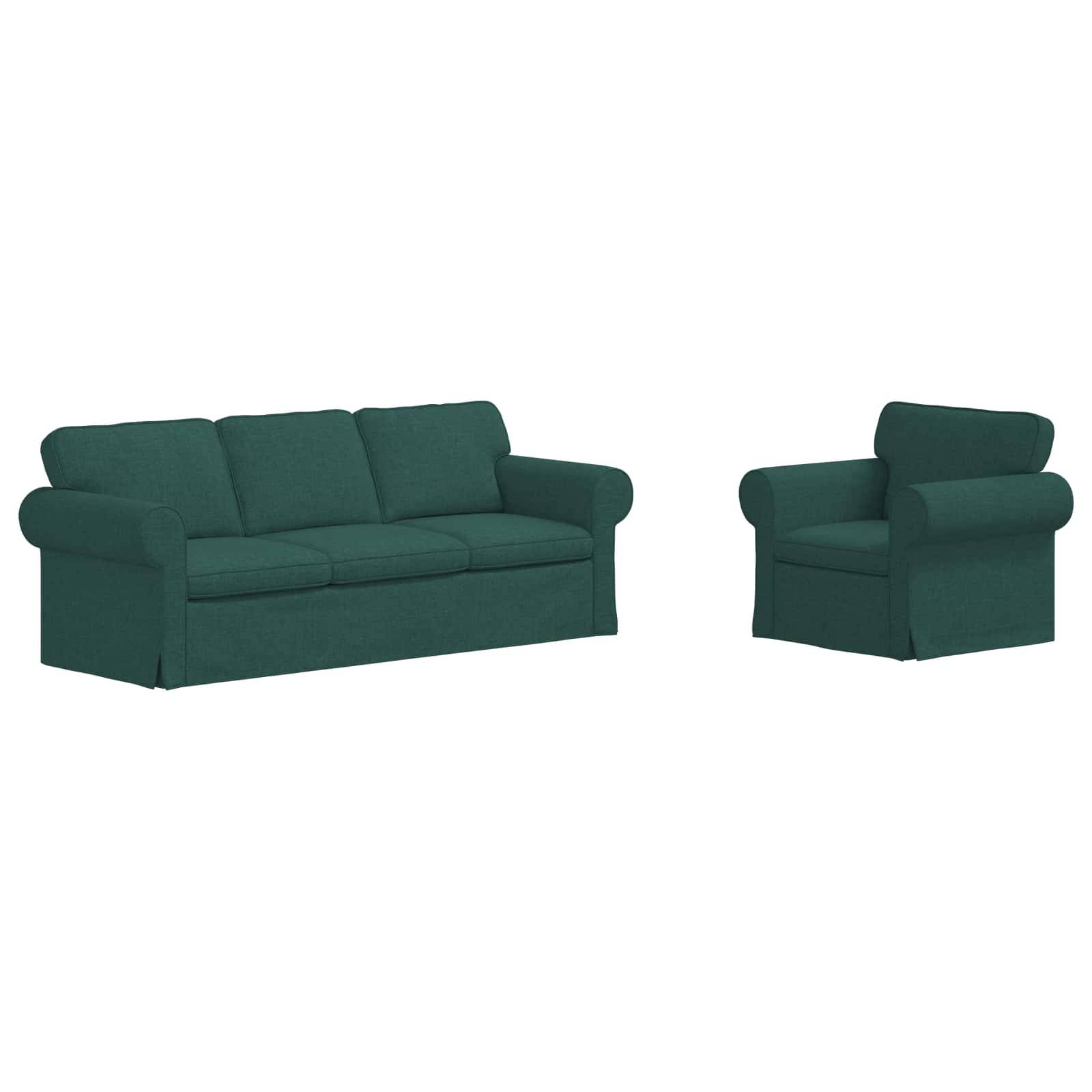 vidaXL Sofa Set 2 pcs Dunkelgrün 215 x 82 x 80 cm Stoff