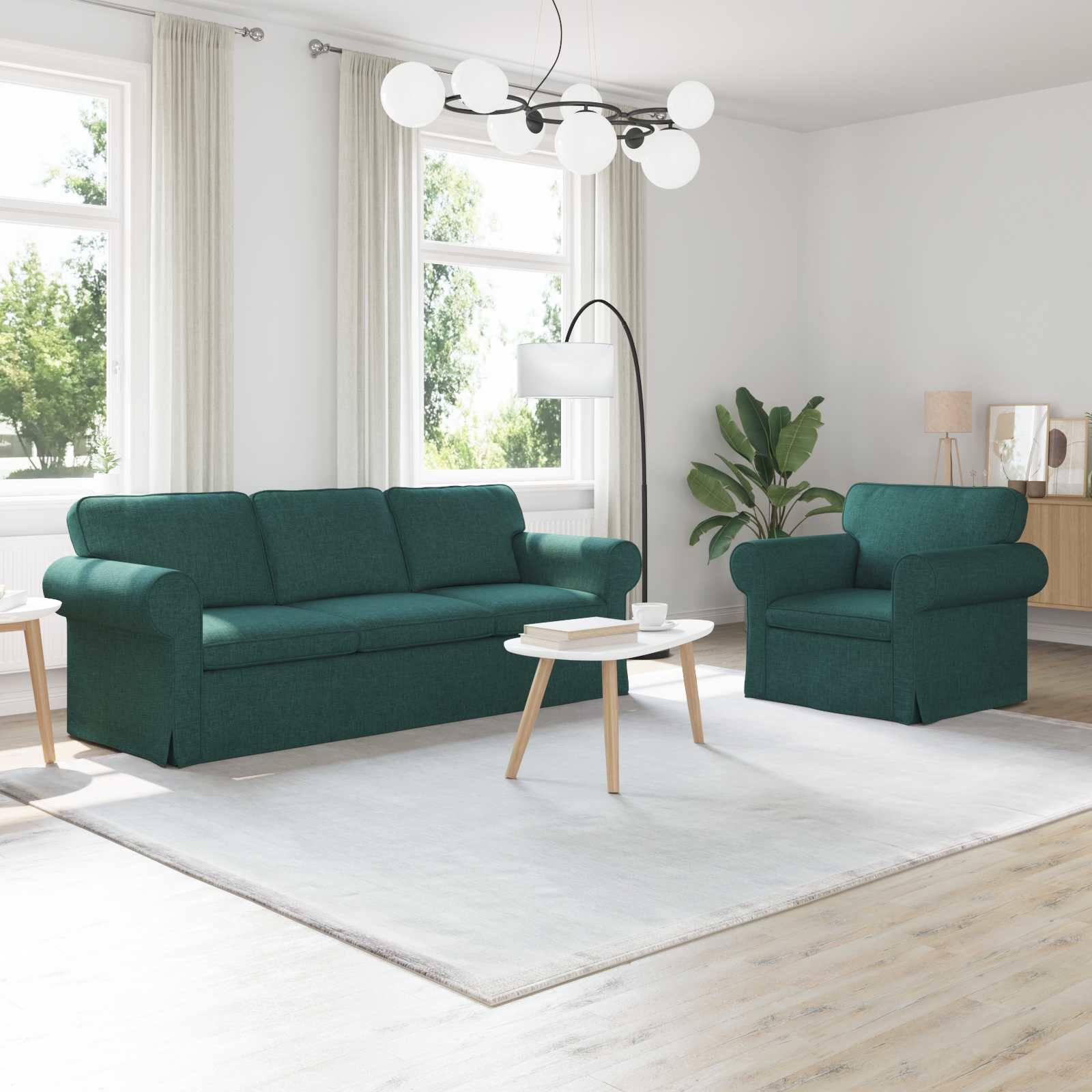 vidaXL Sofa Set 2 pcs Dunkelgrün 215 x 82 x 80 cm Stoff