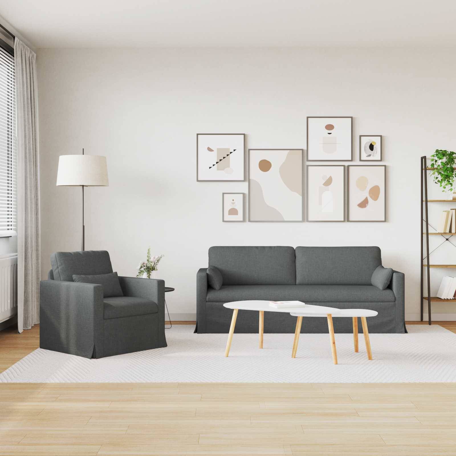 vidaXL Sofa Set 2 pcs Dunkelgrau 198 x 78 x 80 cm Stoff