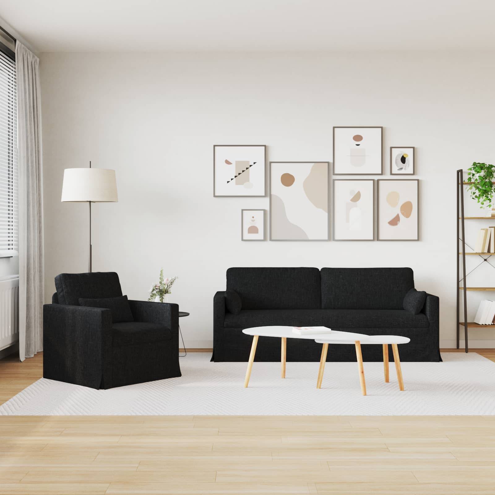 vidaXL Sofa Set 2 pcs Schwarz 198 x 78 x 80 cm Stoff