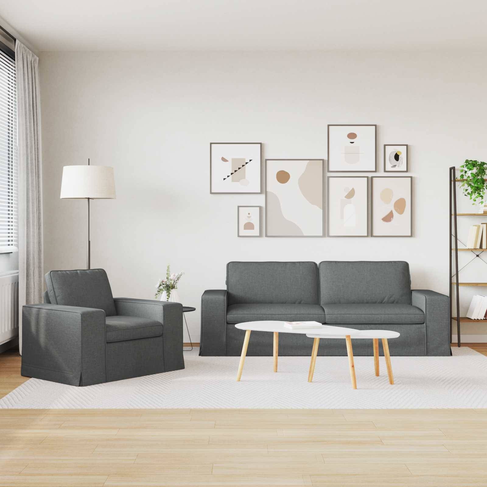 vidaXL Sofa Set 2 pcs Dunkelgrau 222 x 80 x 82 cm Stoff