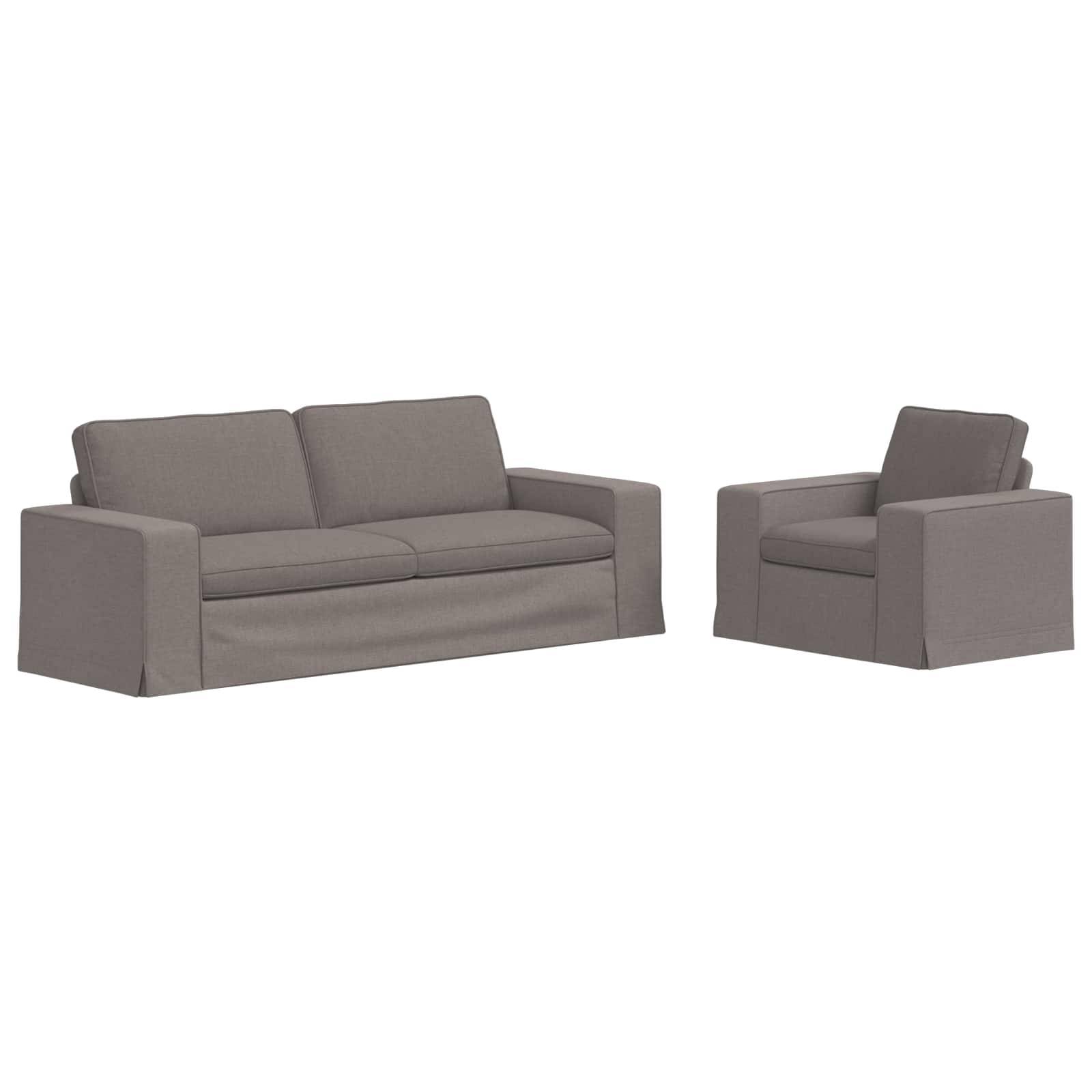 vidaXL Sofa Set 2 pcs Taupe 222 x 80 x 82 cm Stoff