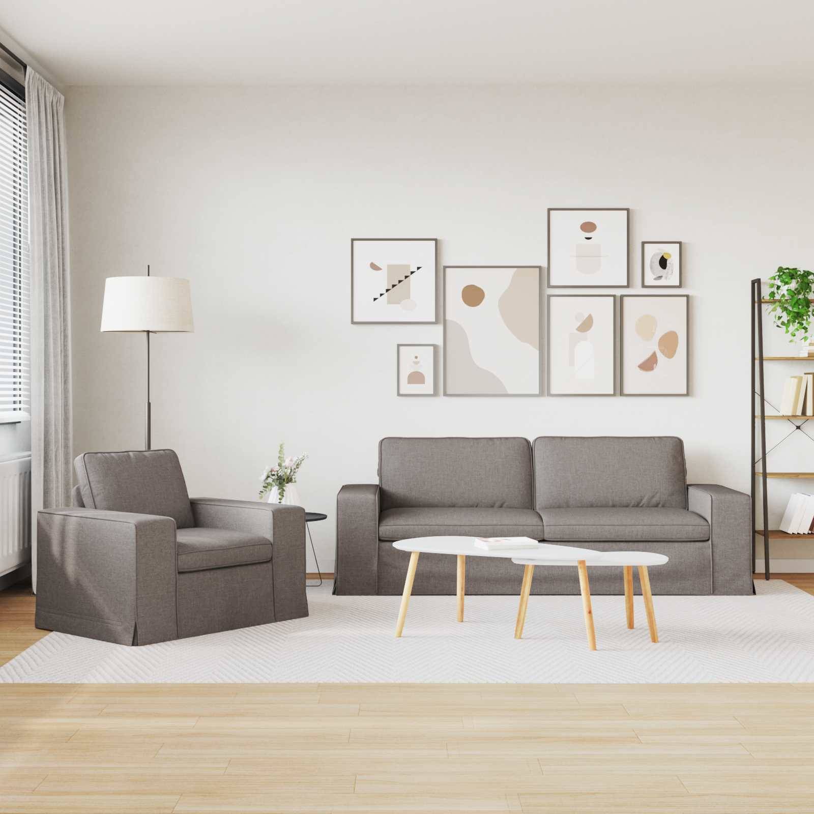 vidaXL Sofa Set 2 pcs Taupe 222 x 80 x 82 cm Stoff