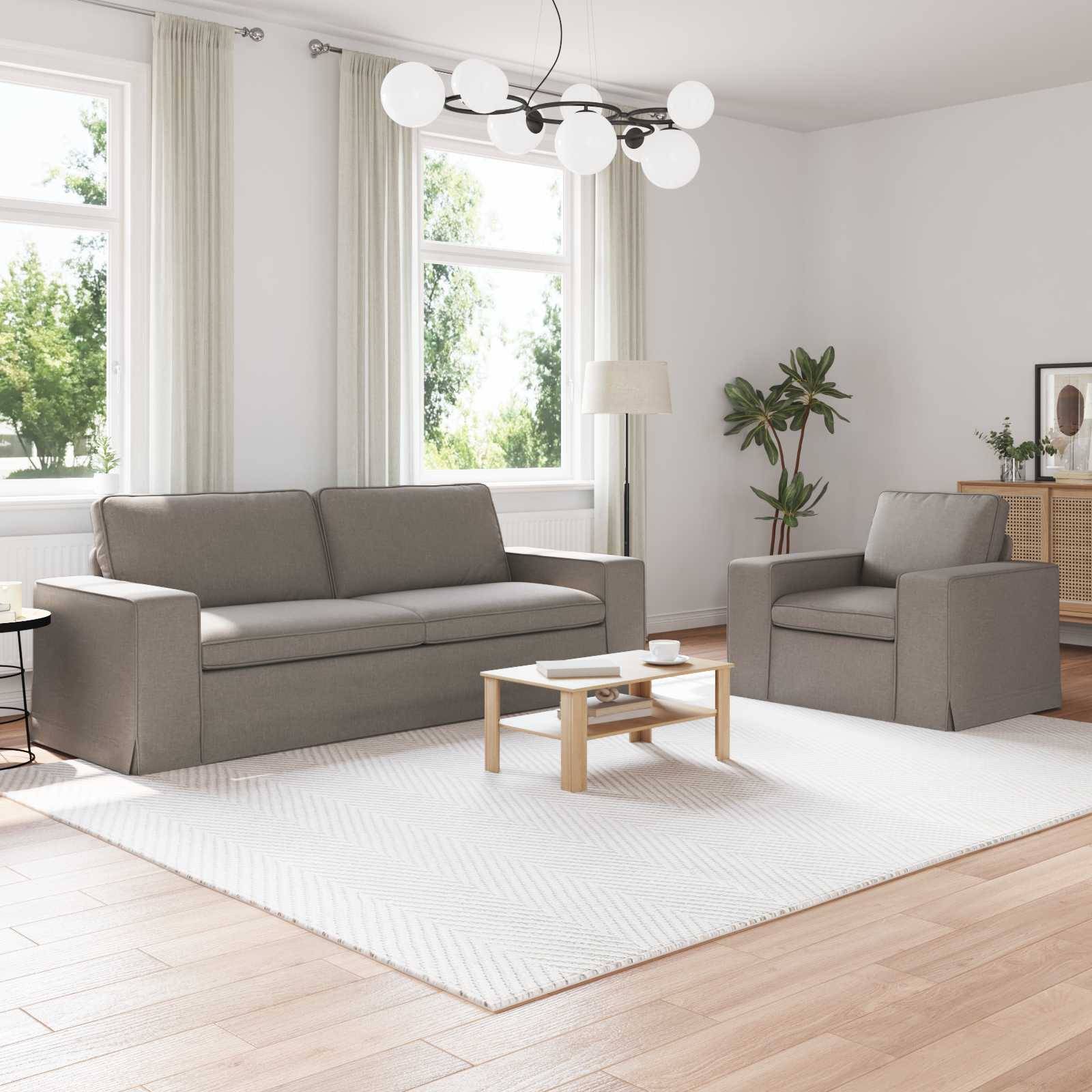 vidaXL Sofa Set 2 pcs Taupe 222 x 80 x 82 cm Stoff