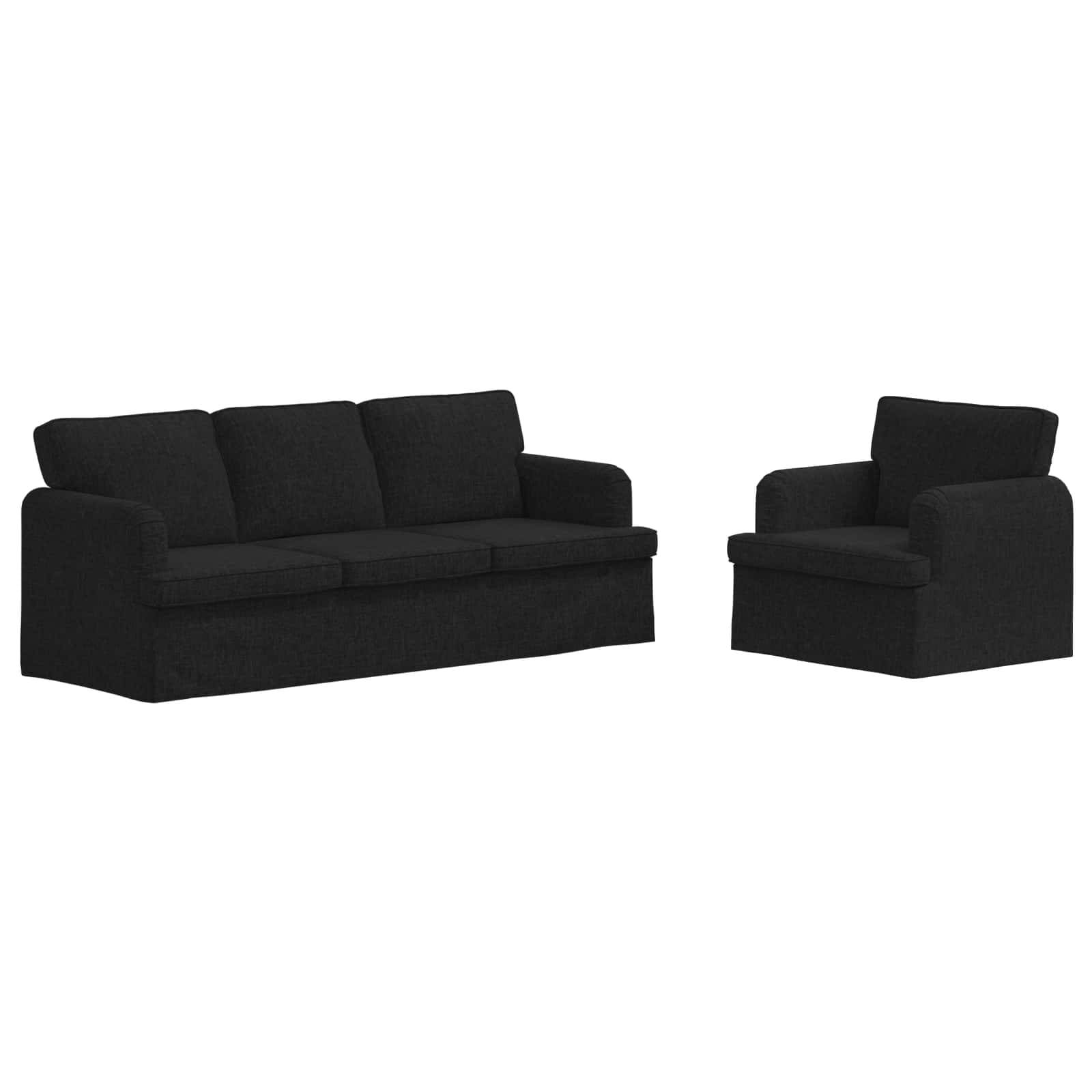 vidaXL Sofa Set 2 pcs Schwarz 201 x 80 x 85 cm Stoff