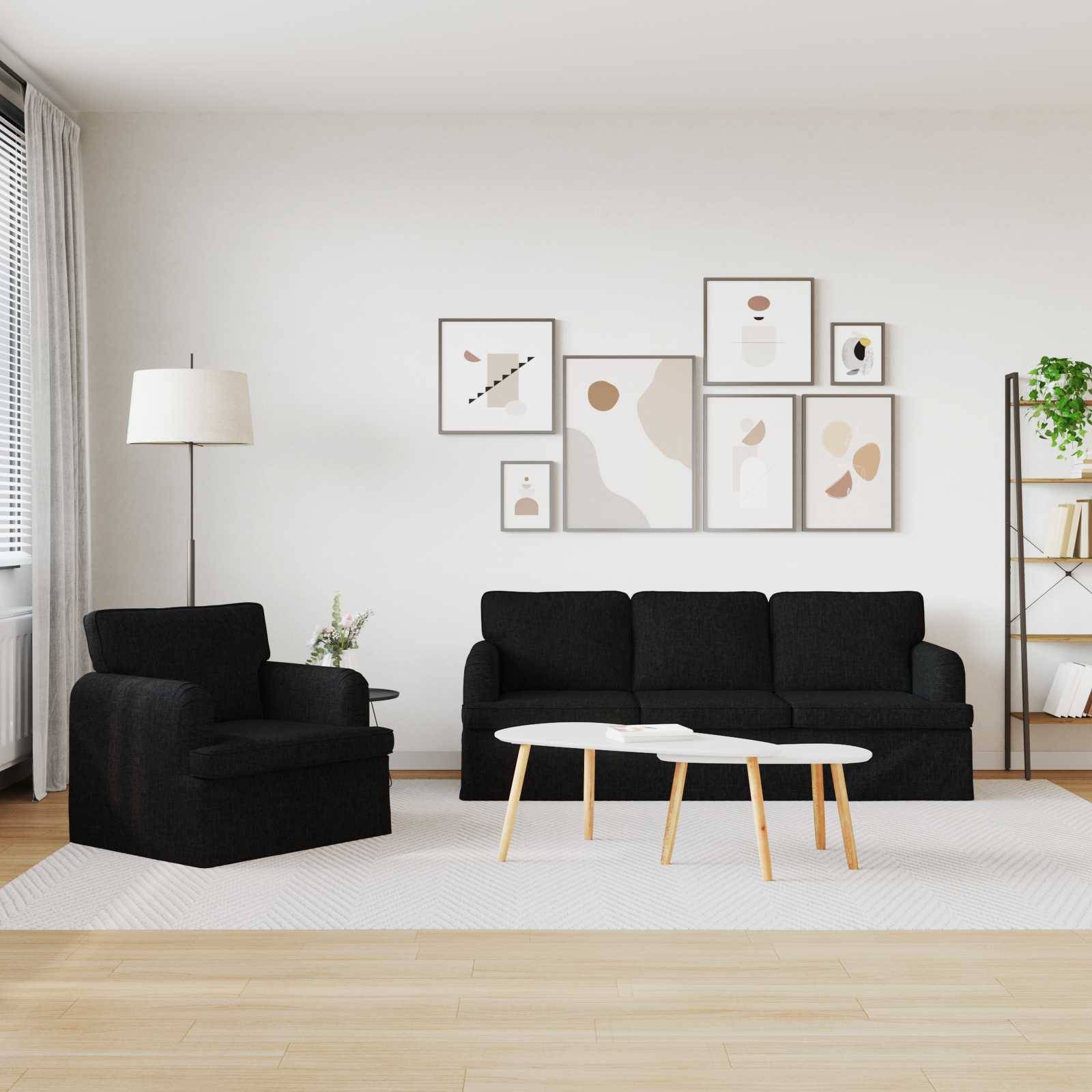 vidaXL Sofa Set 2 pcs Schwarz 201 x 80 x 85 cm Stoff