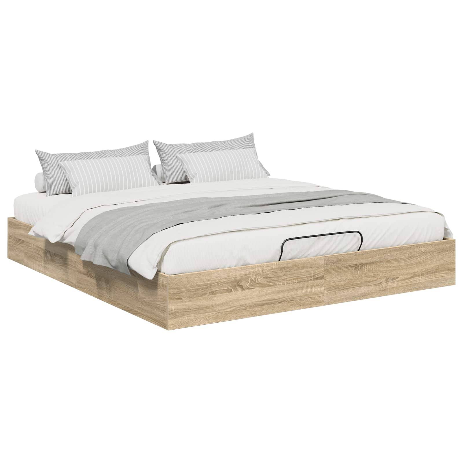vidaXL Ottoman Bettgestell mit Speicher Sonoma-Eiche 203 x 160 x 25 cm