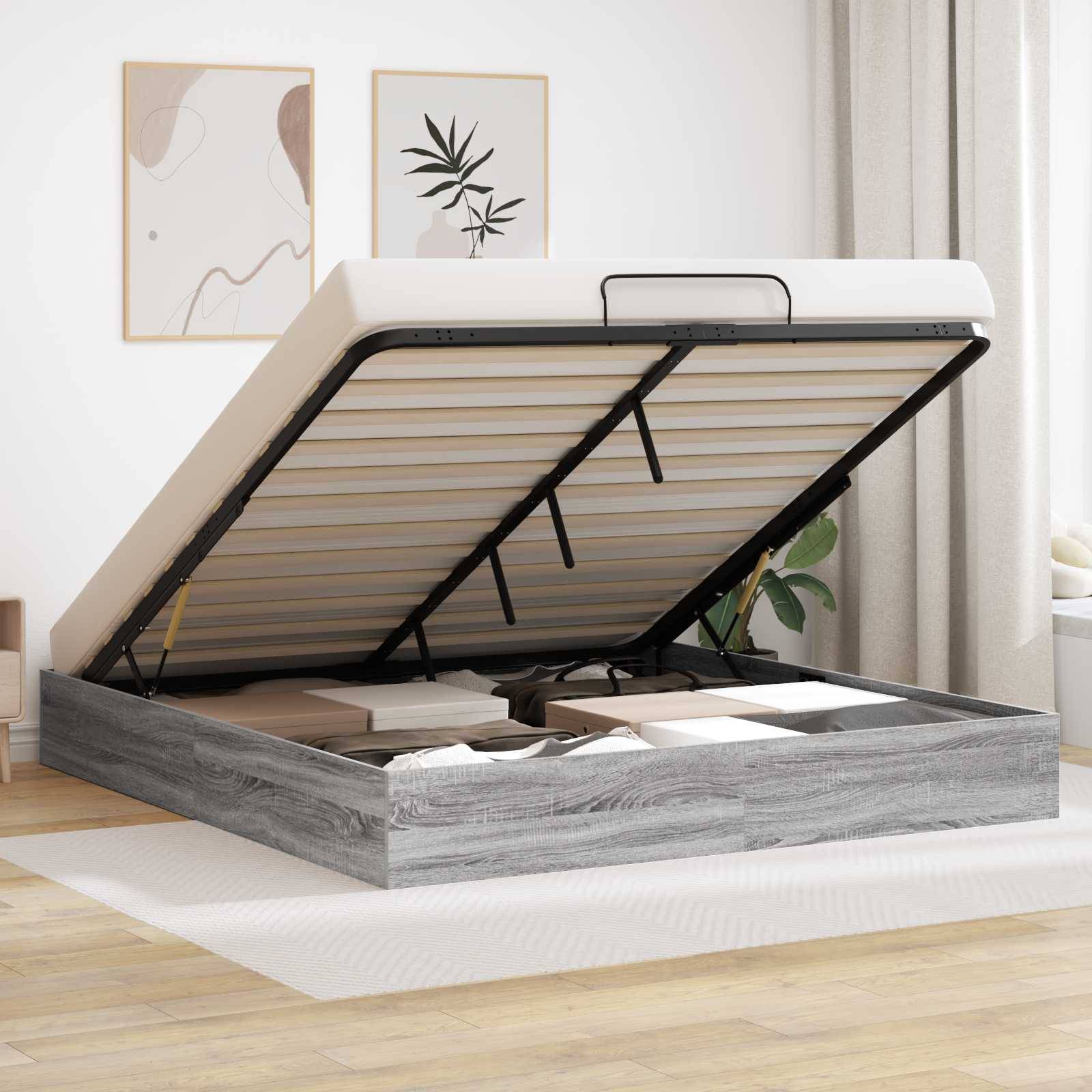 vidaXL Ottoman Bettgestell Graues Sonoma 203 x 160 x 25 cm