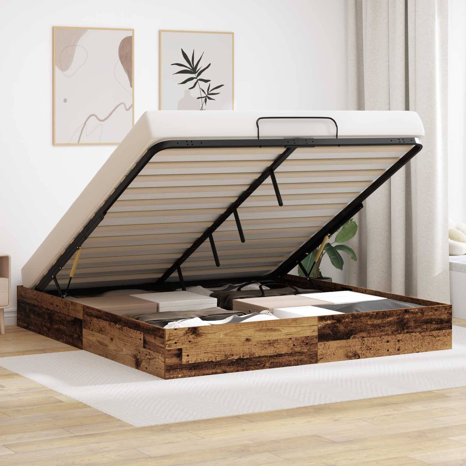 vidaXL Ottoman Bettgestell Altholz 160 x 200 cm Holzwerkstoff
