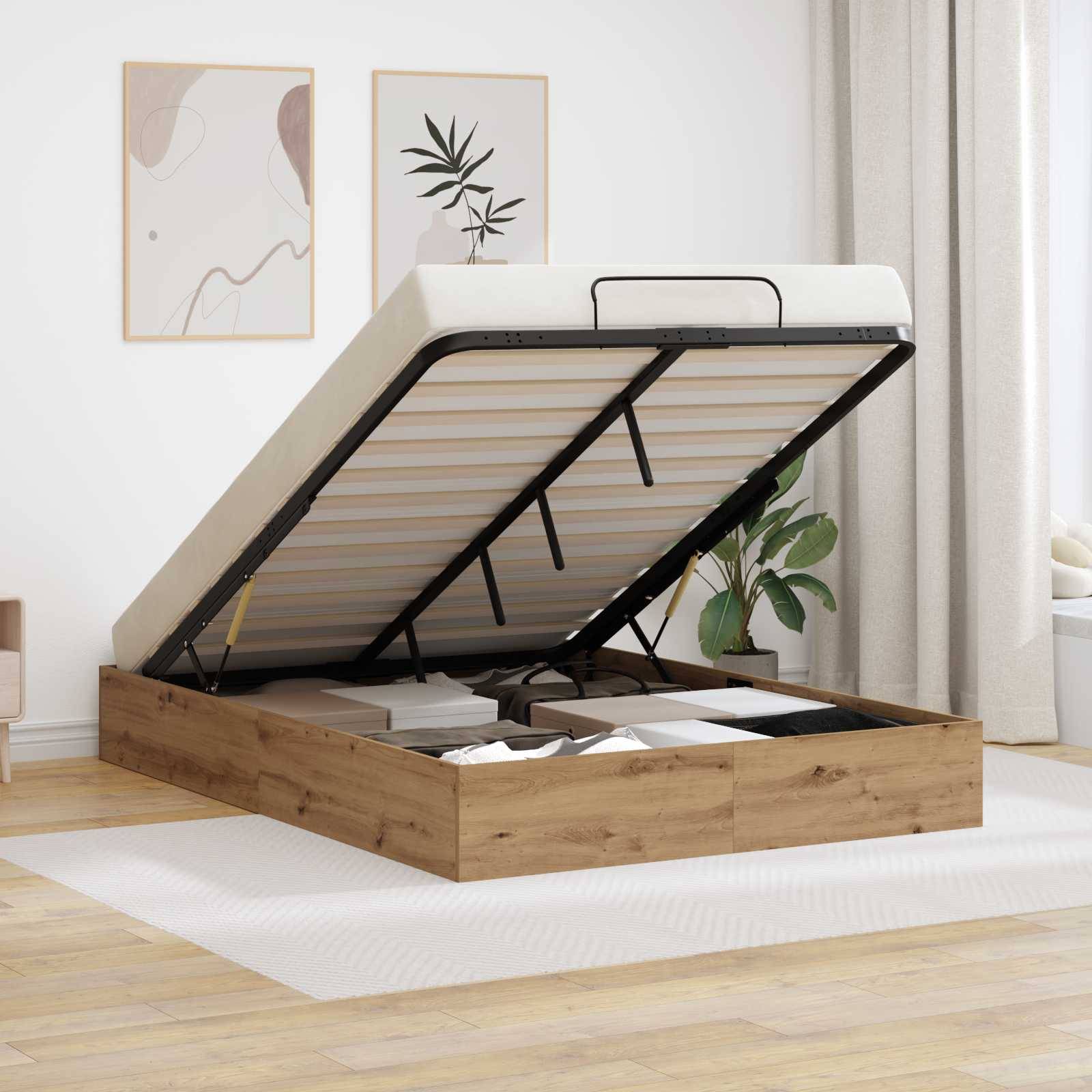 vidaXL Ottoman Bettgestell Artisan-Eiche 140 x 200 cm Holzwerkstoff