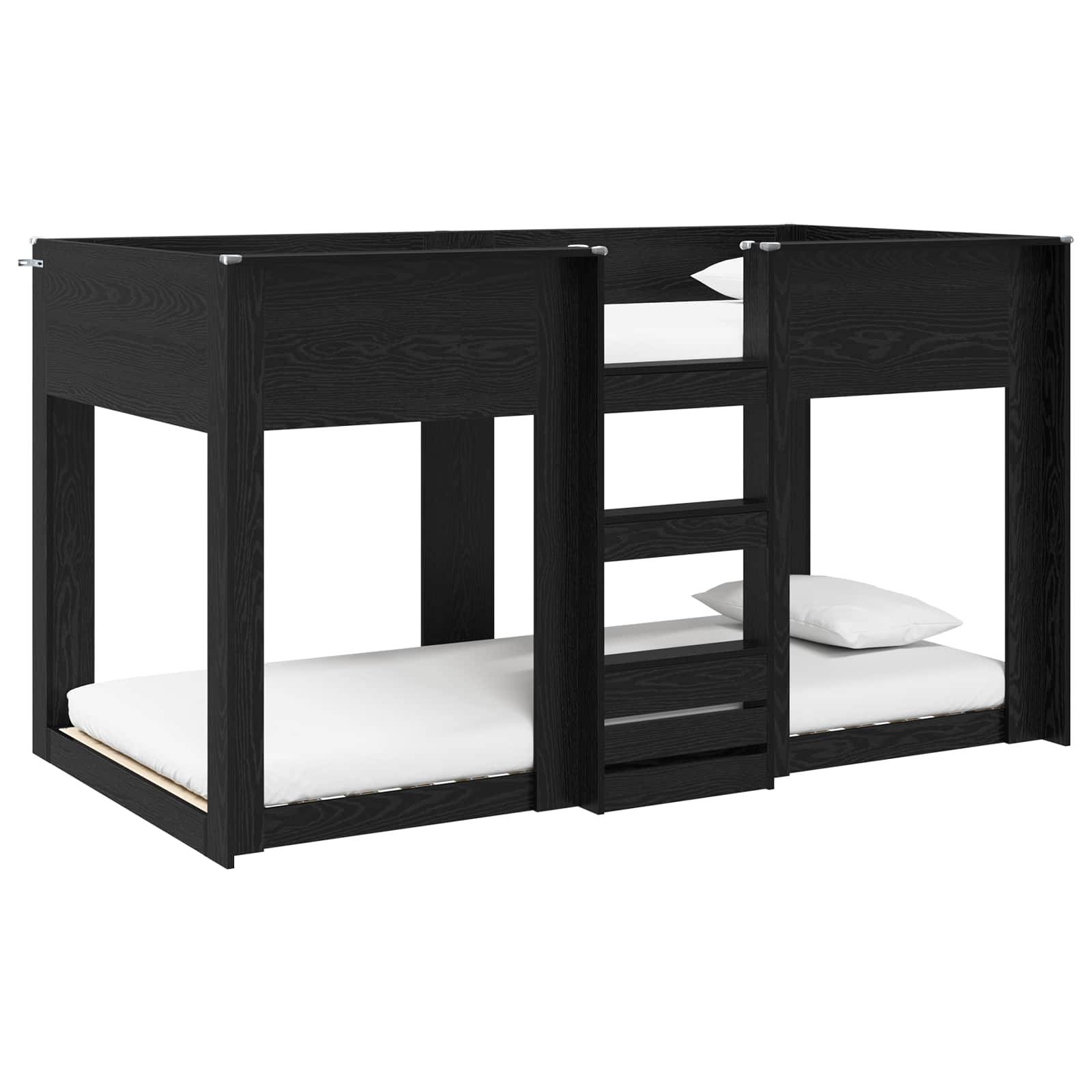 vidaXL Etagenbett für Kinder Schwarz Eichen-Optik 75 x 190 cm