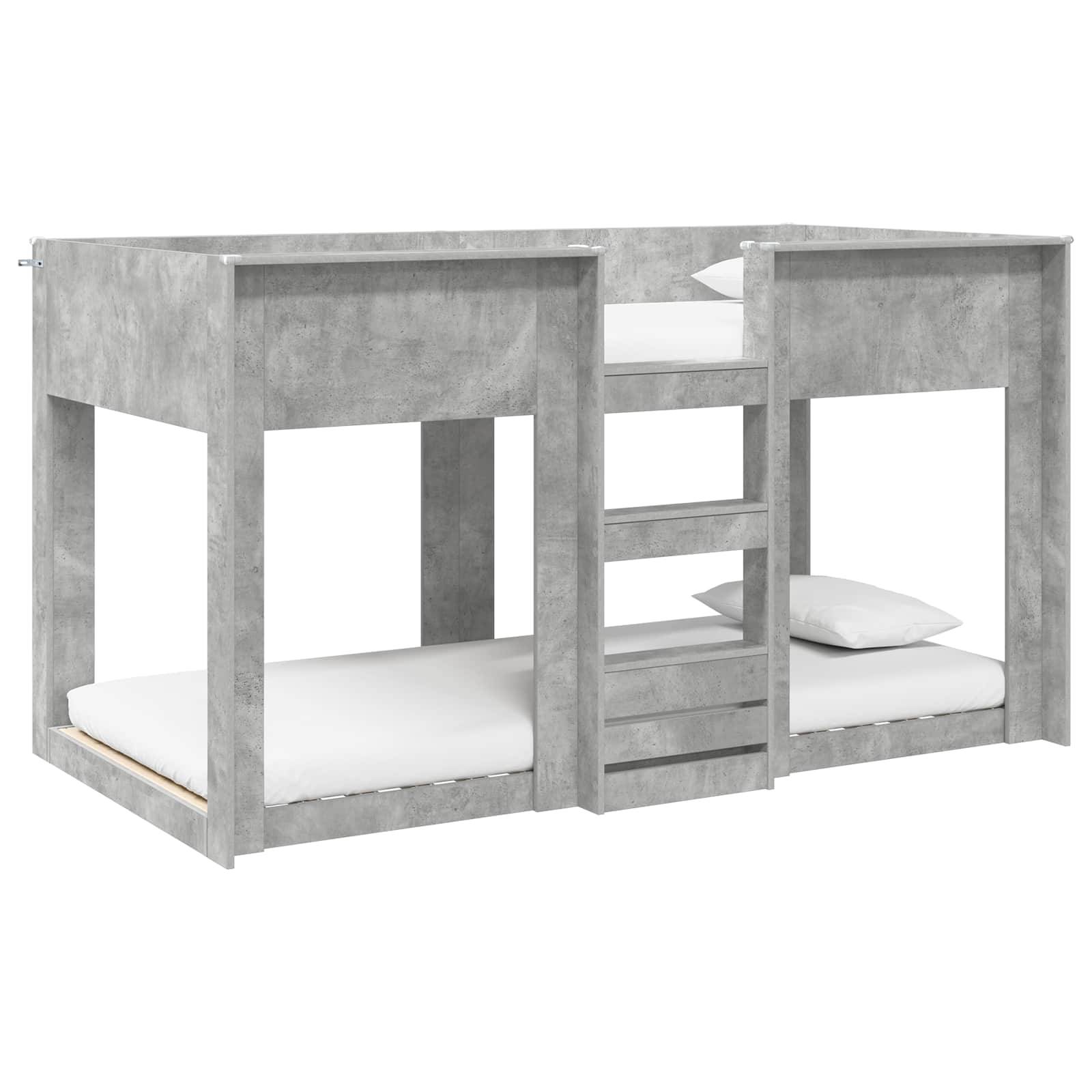 vidaXL Etagenbett für Kinder Beton Grau 75 x 190 cm Holzwerkstoff