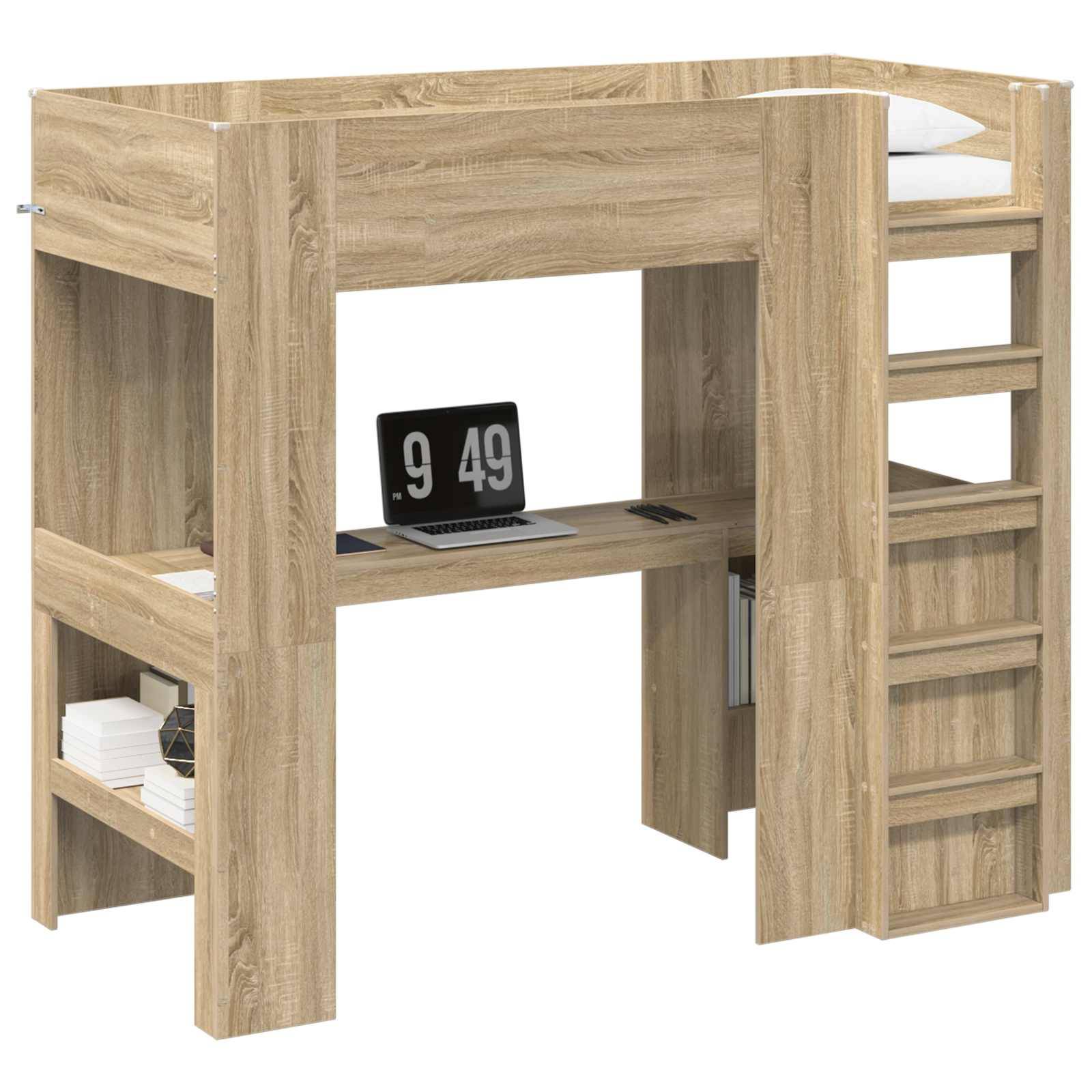 vidaXL Etagenbettgestell mit Schreibtisch Sonoma-Eiche 100 x 200 cm