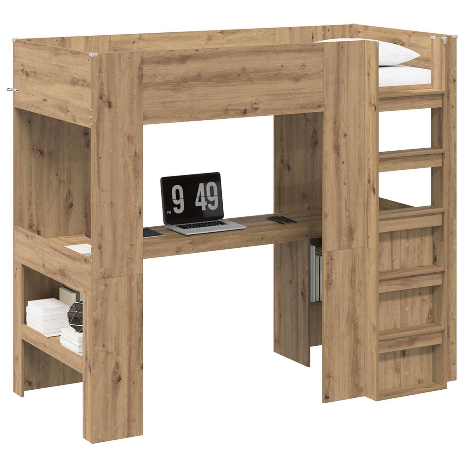vidaXL Etagenbettgestell mit Schreibtisch Artisan-Eiche 100 x 200 cm