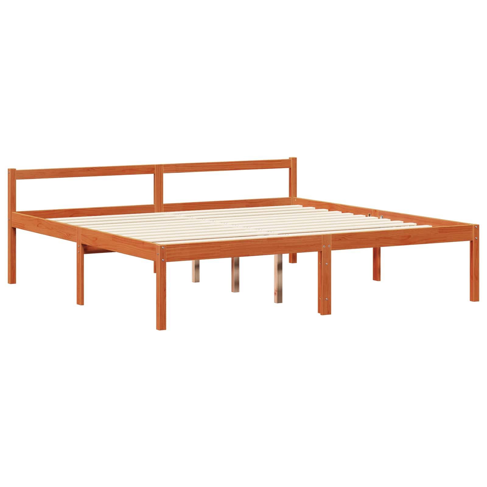 vidaXL Bettrahmen mit Kopfteil 2 pcs Wachsbraun Massivholz Kiefer