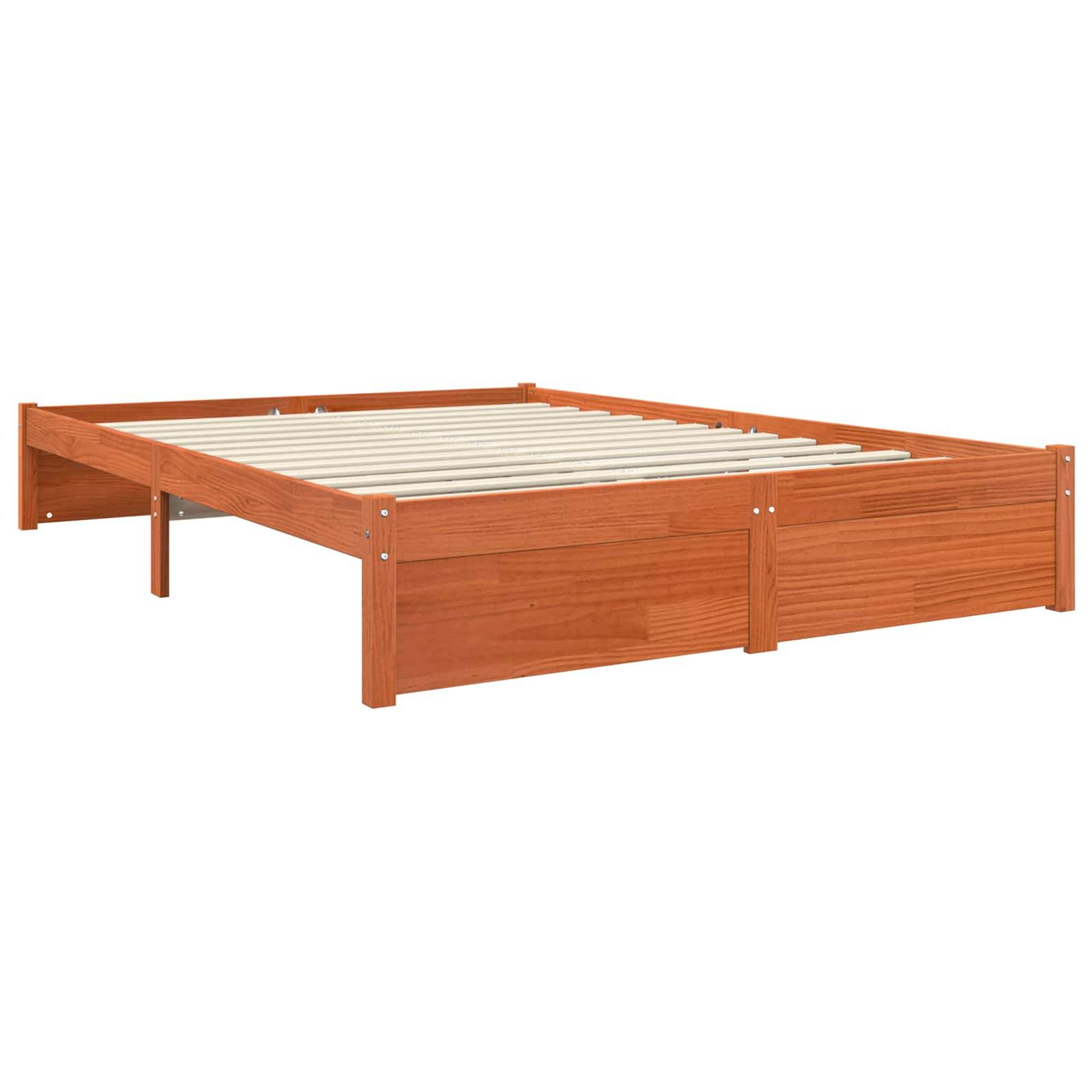 vidaXL Bücherregal Bettgestell mit Kopfteil Wachsbraun 200 x 160 cm