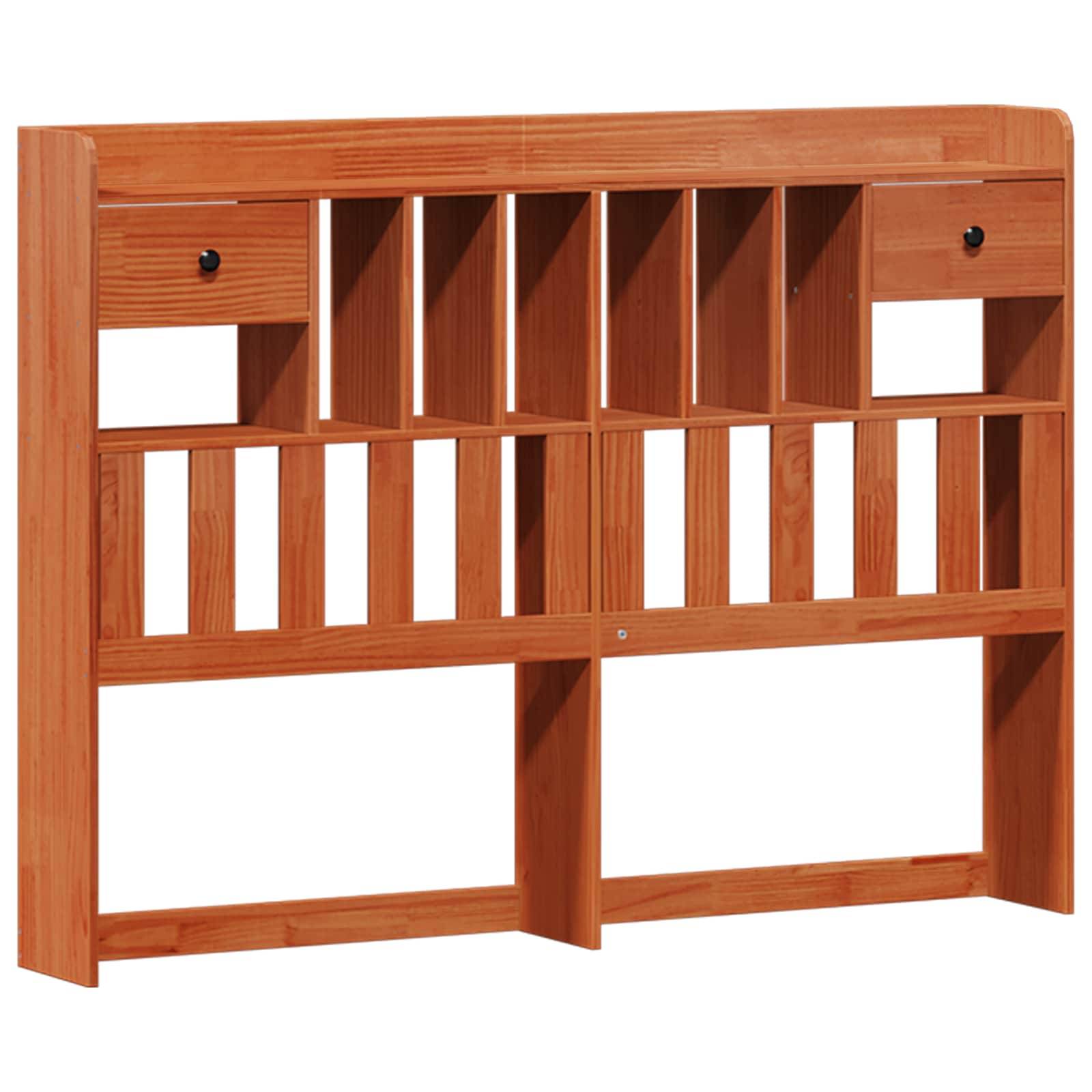 vidaXL Bücherregal Bettgestell mit Kopfteil Wachsbraun 200 x 150 cm