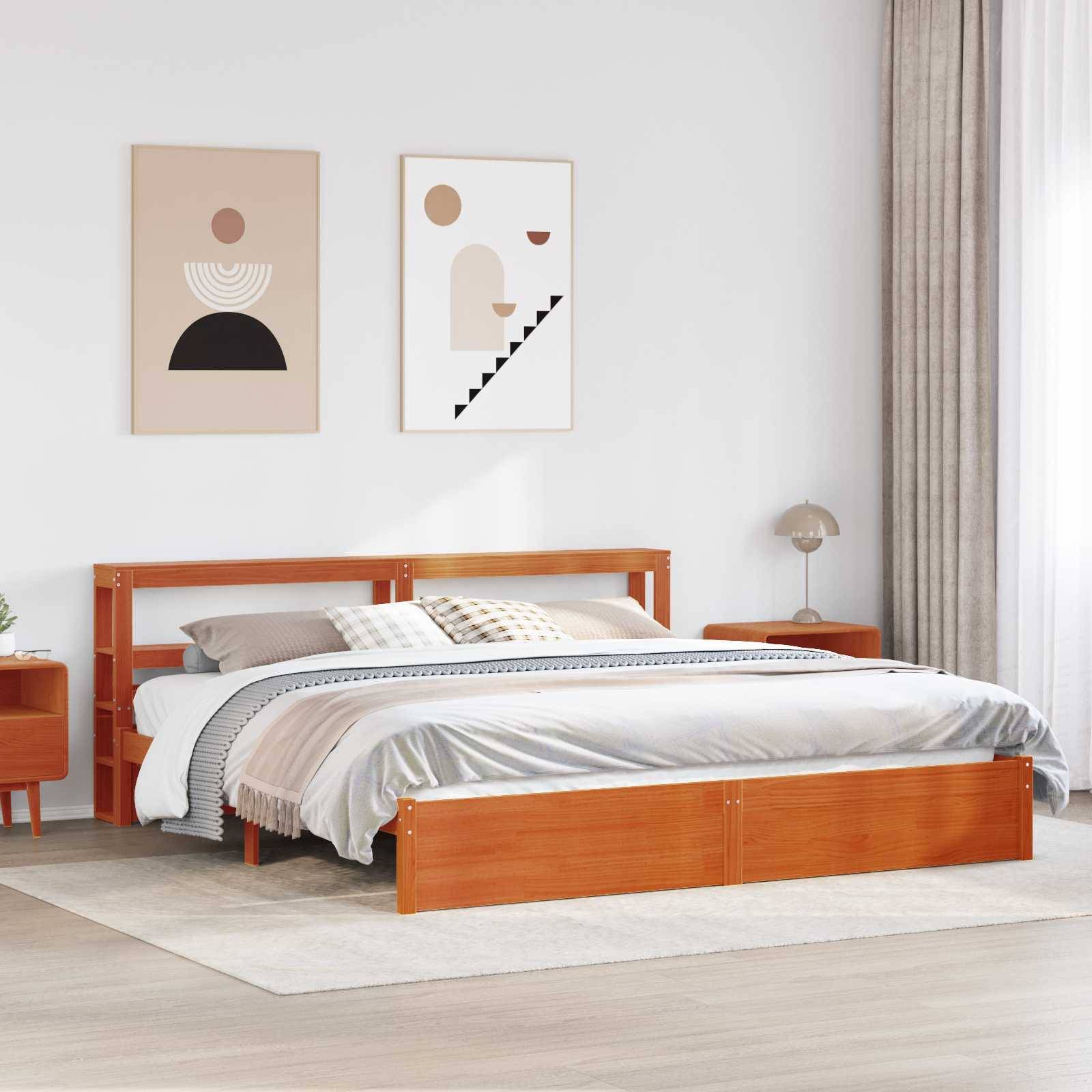 vidaXL Bettrahmen Wachsbraun 180 x 200 cm Massivholz Kiefer