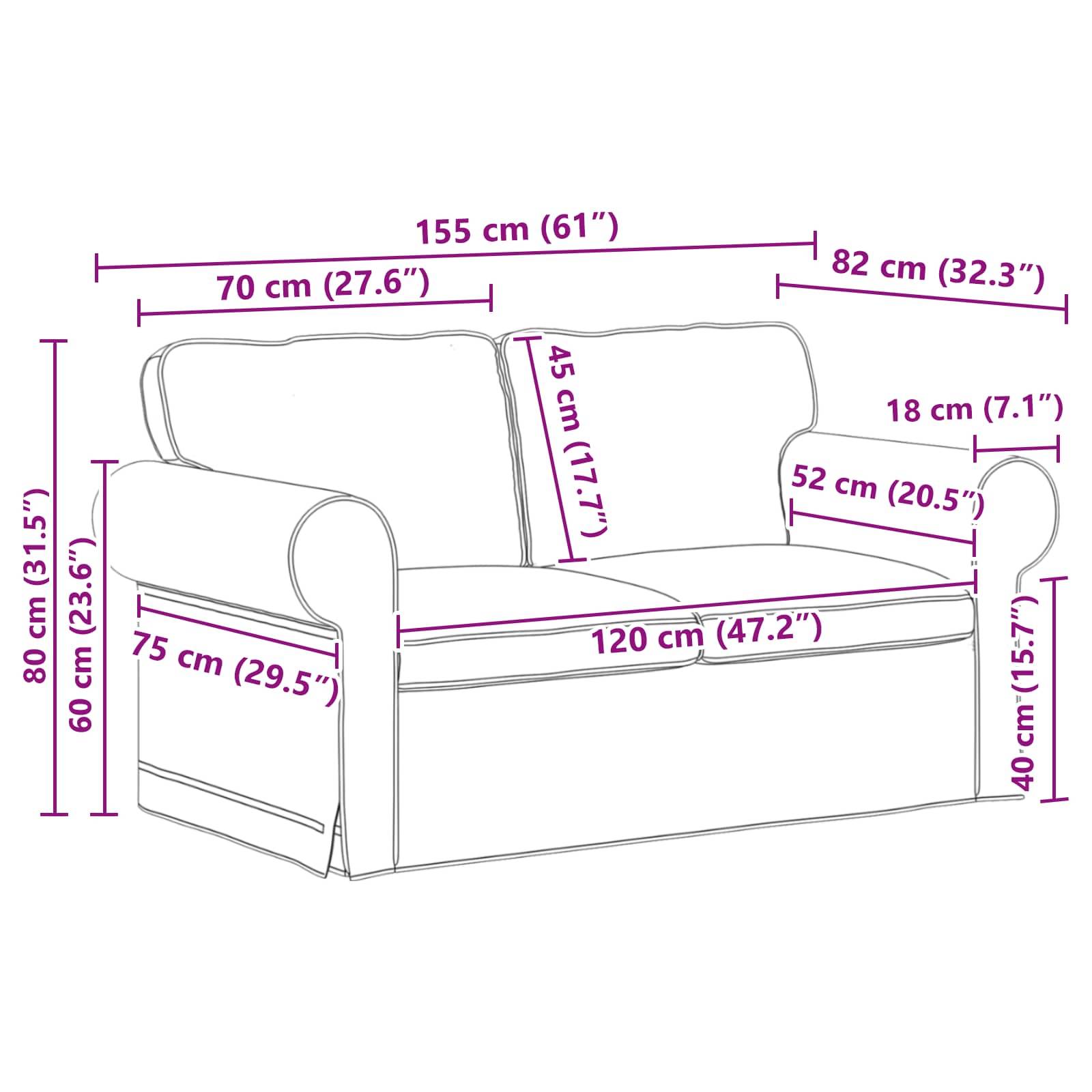 vidaXL Sofa Creme 155 x 82 x 80 cm Stoff