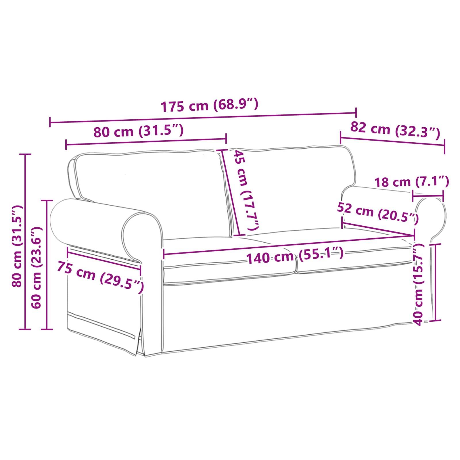 vidaXL Sofa Dunkelgrau 175 x 82 x 80 cm Stoff