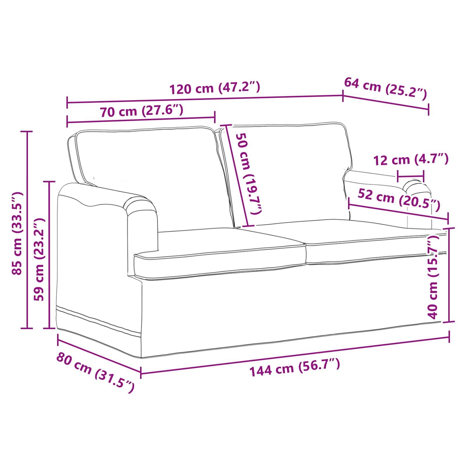 vidaXL Sofa Taupe 144 x 80 x 85 cm Stoff