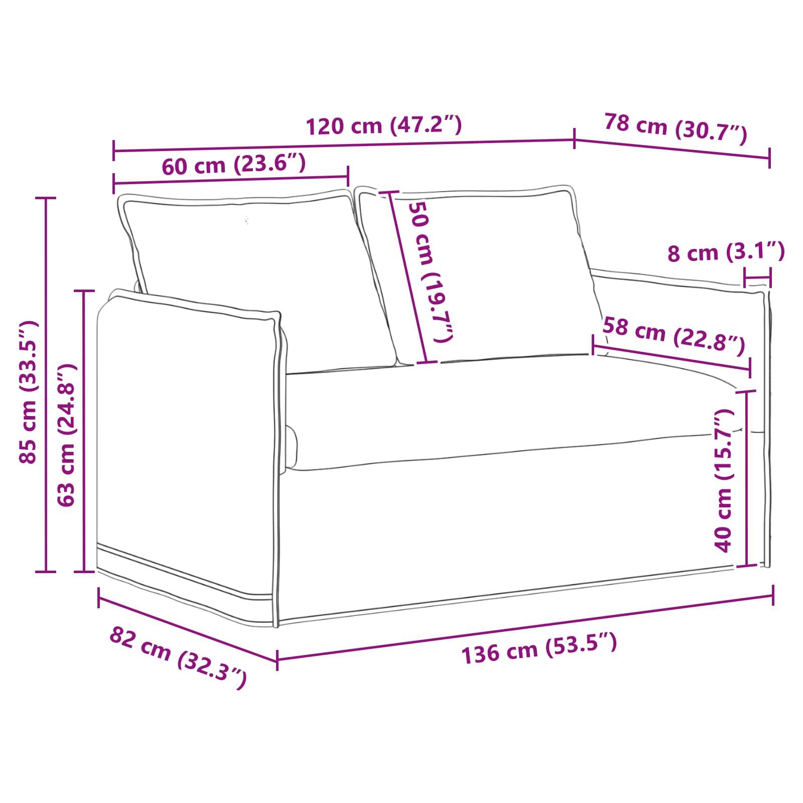 vidaXL Sofa Taupe 136 x 82 x 85 cm Stoff
